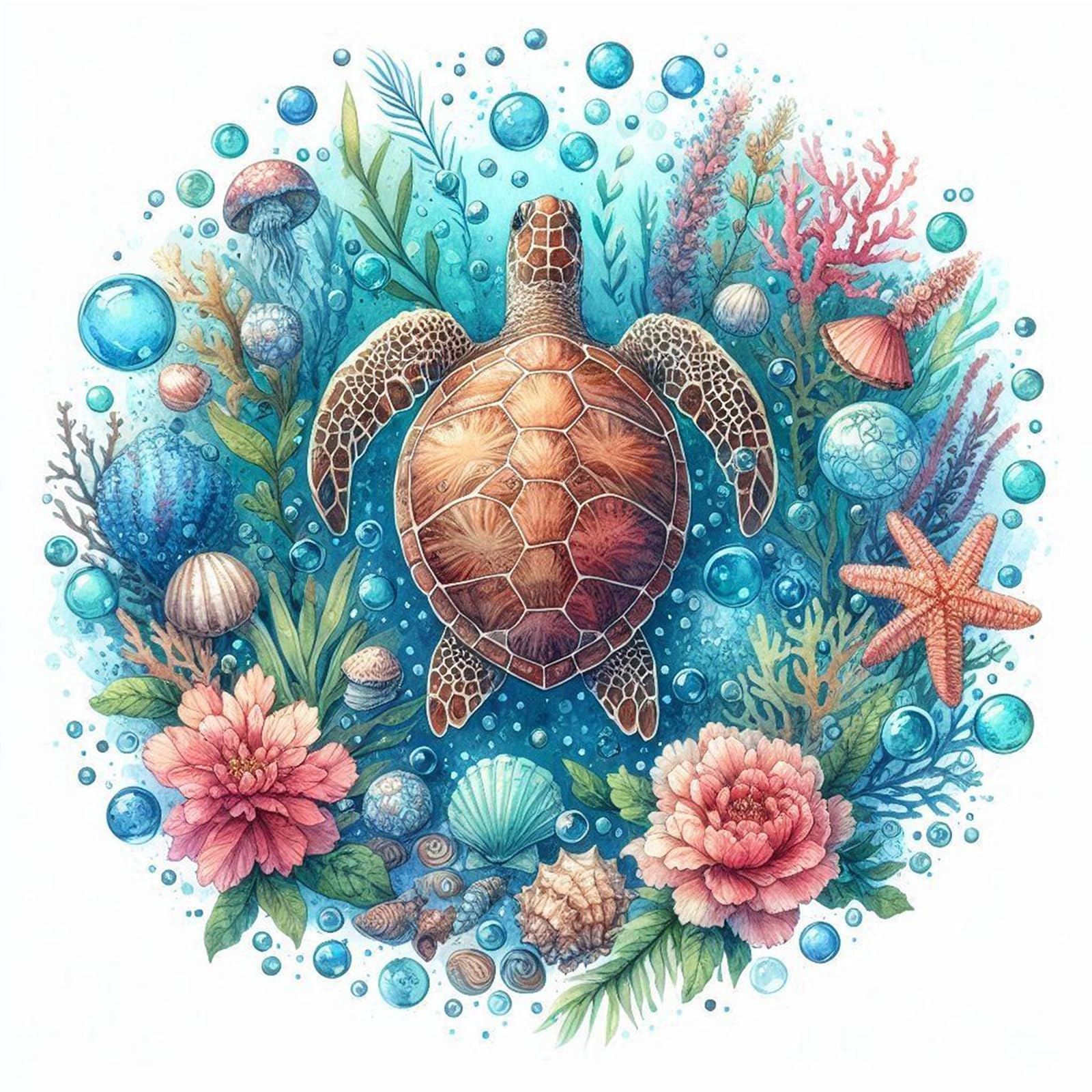 POETRYDRAW Back View Sea Turtle DIY Paint By Numbers Kit on Canvas 40x70cm Without Frame Oil Easy Painting by Numbers for Beginners Adults Gift Home Wall Decor (Back View Sea Turtle)