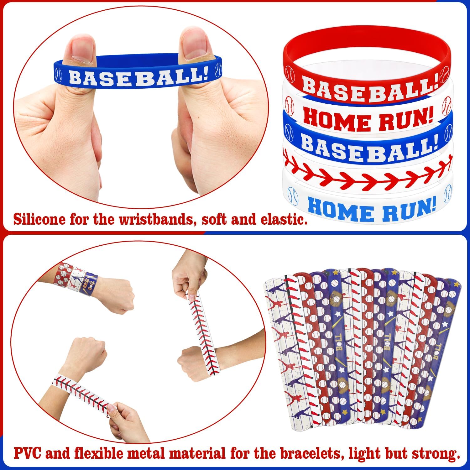 40 Pieces Baseball Party Favors, Baseball Silicone Wristbands Baseball Sports Bracelets for Baseball Game Day Teens Birthday Baseball Theme Party Baseball Team Awards Presents - Image 3