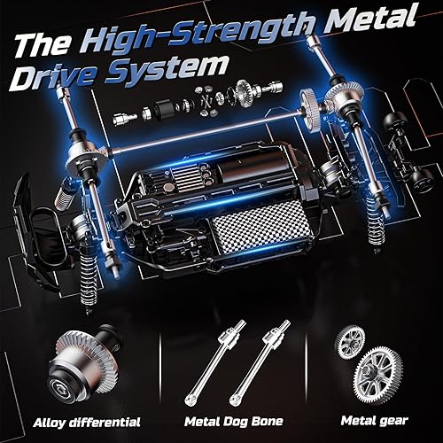 Miniatura 3 de DEERC Autos RC todo terreno 114, camión RC todoterreno de alta velocidad de 40 KPH, auto de control remoto 4WD con 2 baterías de iones de litio,