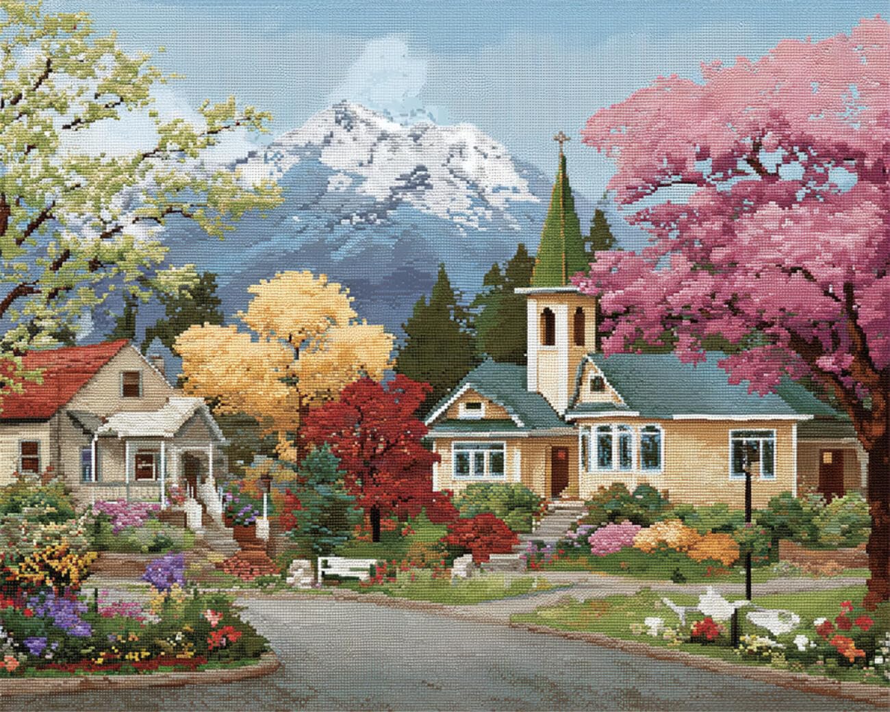 Rqwybcaxn Bead Cross Stitch Kits Cartoon House 40x50cm