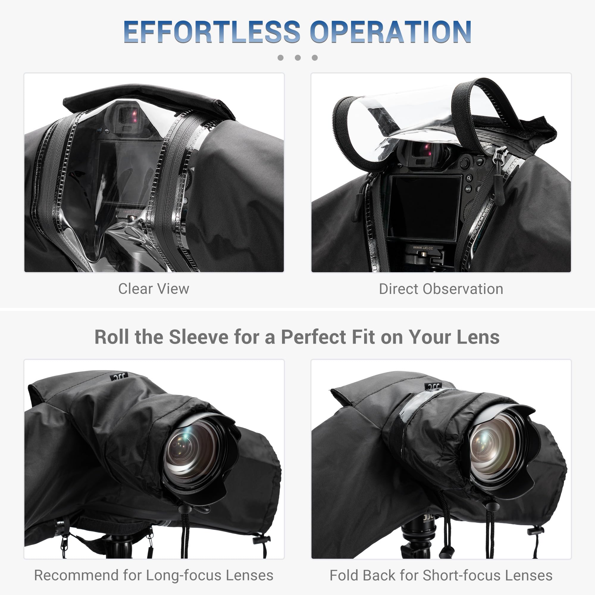 Protection Pluie Appareil Photo, Design Amélioration de la Fenêtre Transparente Zippée, Noir en Nylon pour Housse de Pluie pour Appareil Photo Compatible avec Canon Sony Nikon DSLR
