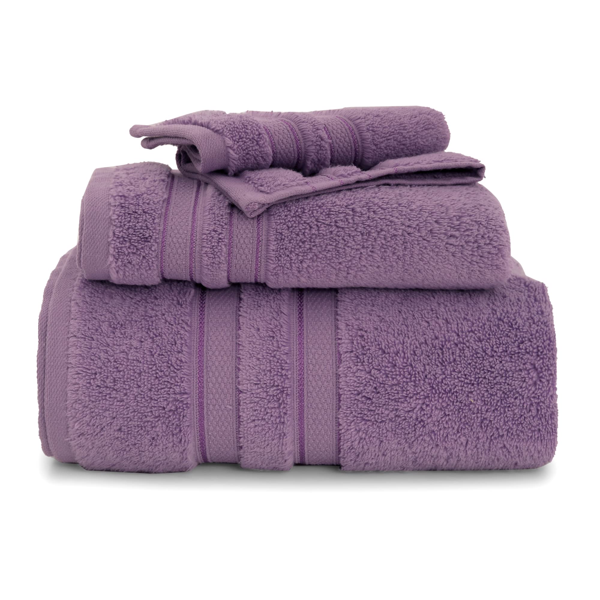 NovatoStar 100% Cotton Luxury Premium 600GSM Towels Hand, Bath and Face Towels Set of 2 (Purple, 2 Piece Bath Towels (70cm x 150cm))