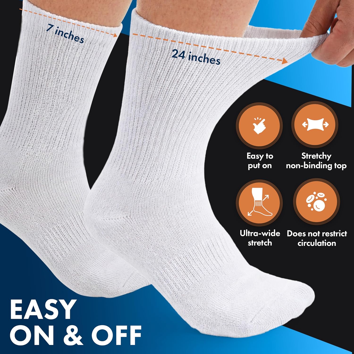 Debra Weitzner Diabetic Socks For Men and Women Loose Fit Non-Binding Cotton Crew Socks 6 Pairs - Image 4