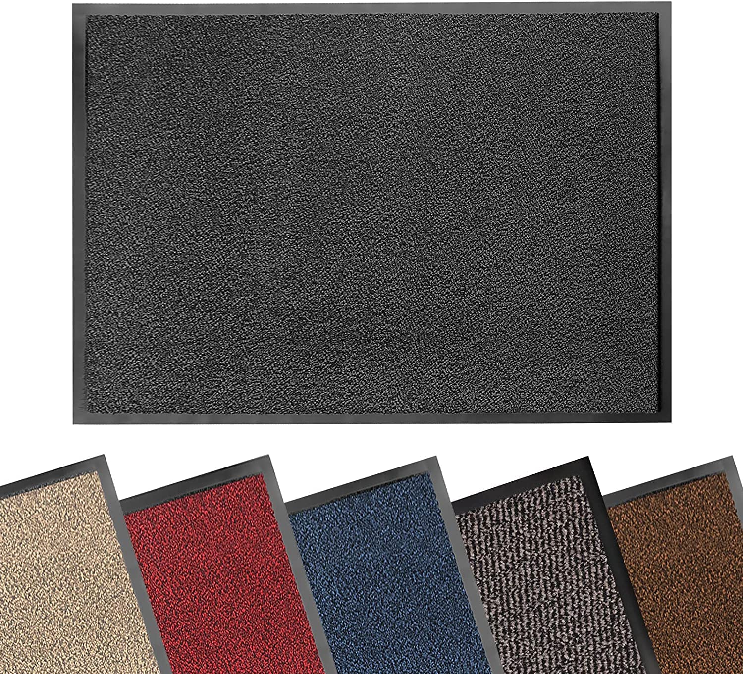 KARAT Felpudo para puerta de interior y exterior, 80 x 120 cm, alfombra para entrada (antracita)