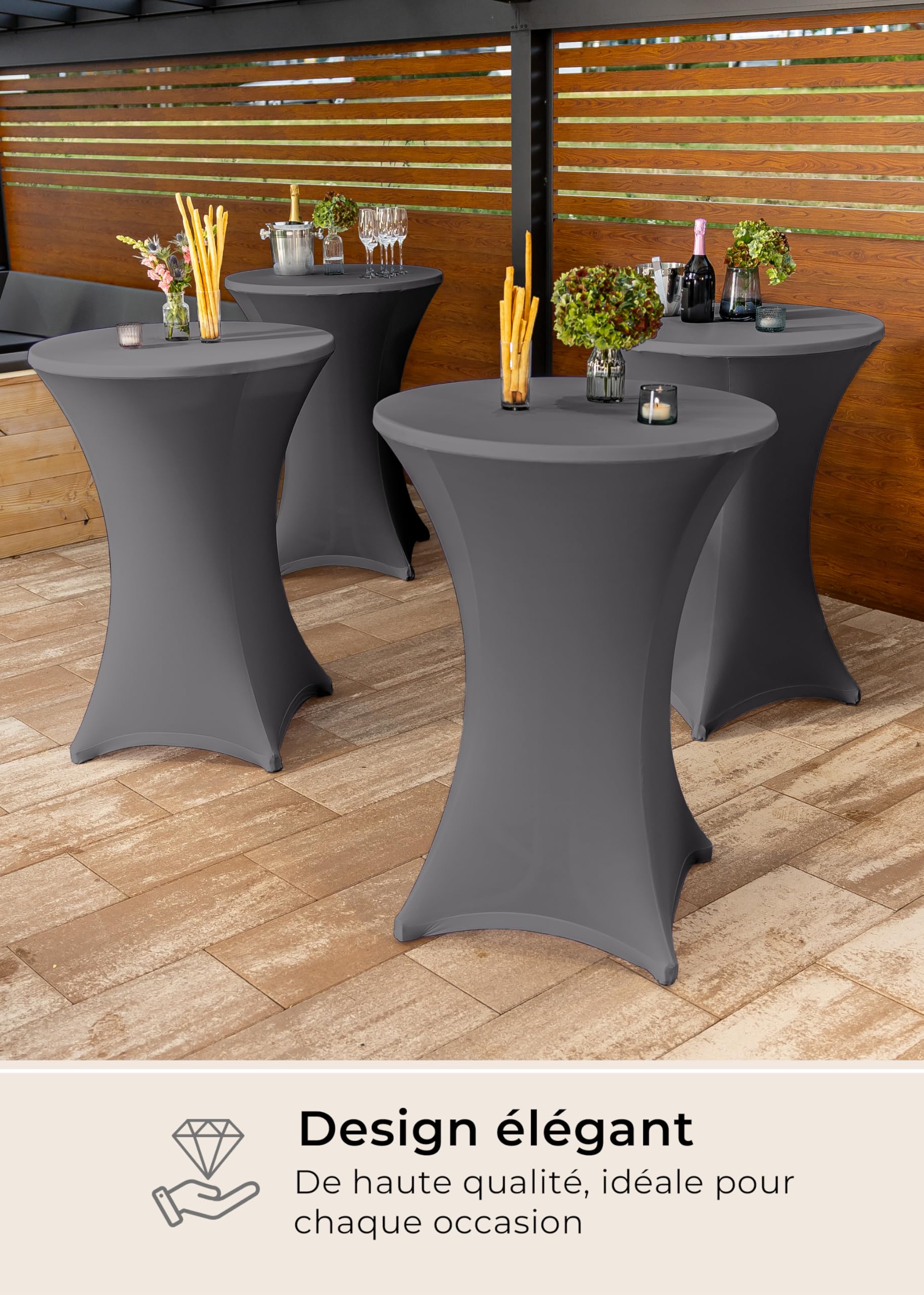 Gräfenstayn Diana Housse pour Table Haute de Bistro Stretch Spandex Ø 60 cm Anthracite