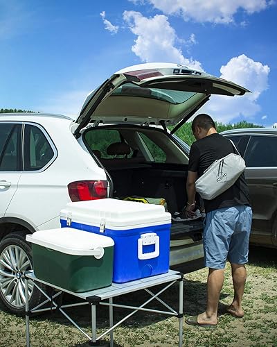 Miniatura 44 de iClimb Alu ligero y estable. Mesa cuadrada plegable enrollable con bolsa de transporte para camping, picnic, patio trasero, barbacoa, campamento