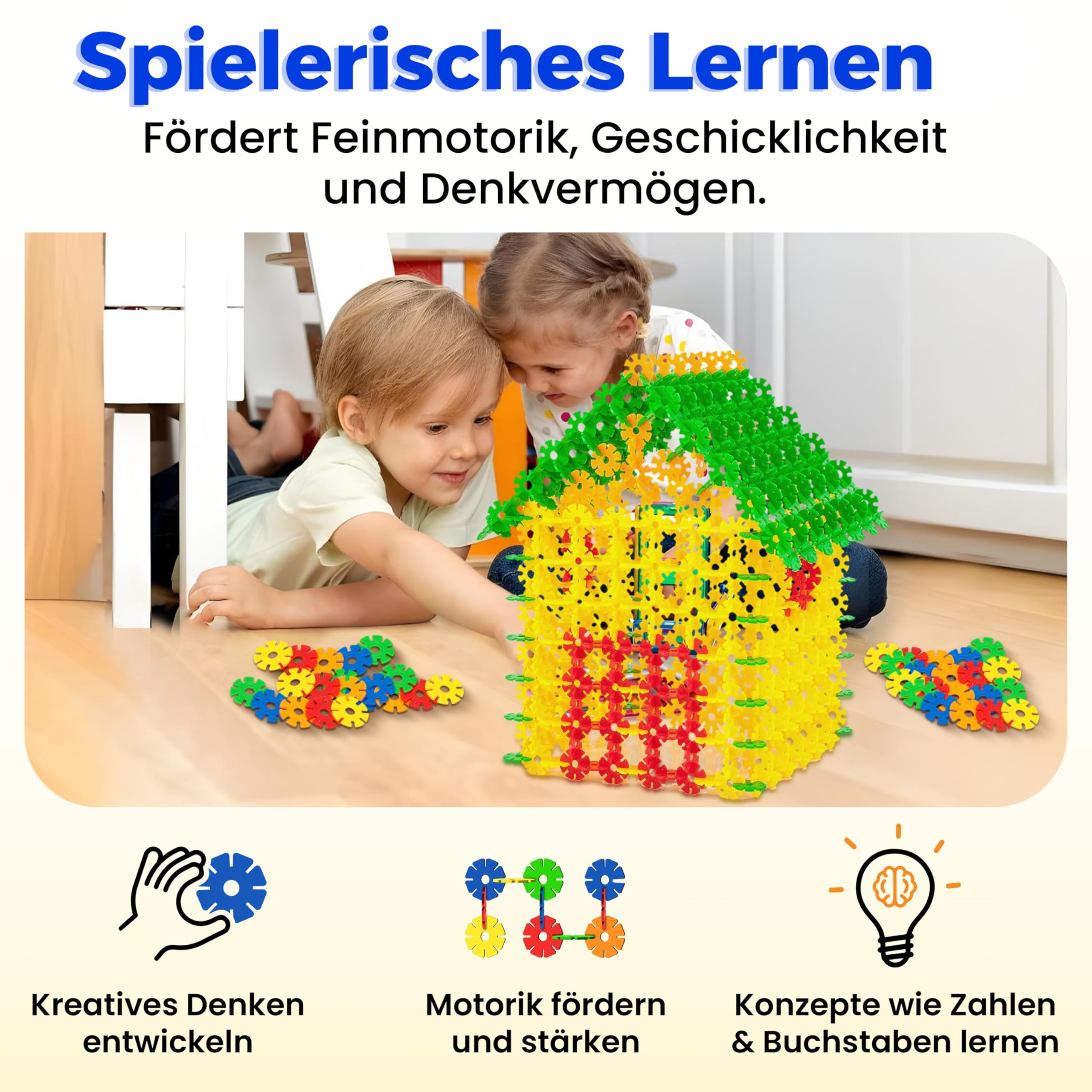 Smart-Planet Lot de 500 fleurs - Jouet de construction éducatif 3 ans+ 8 couleurs motricité fine