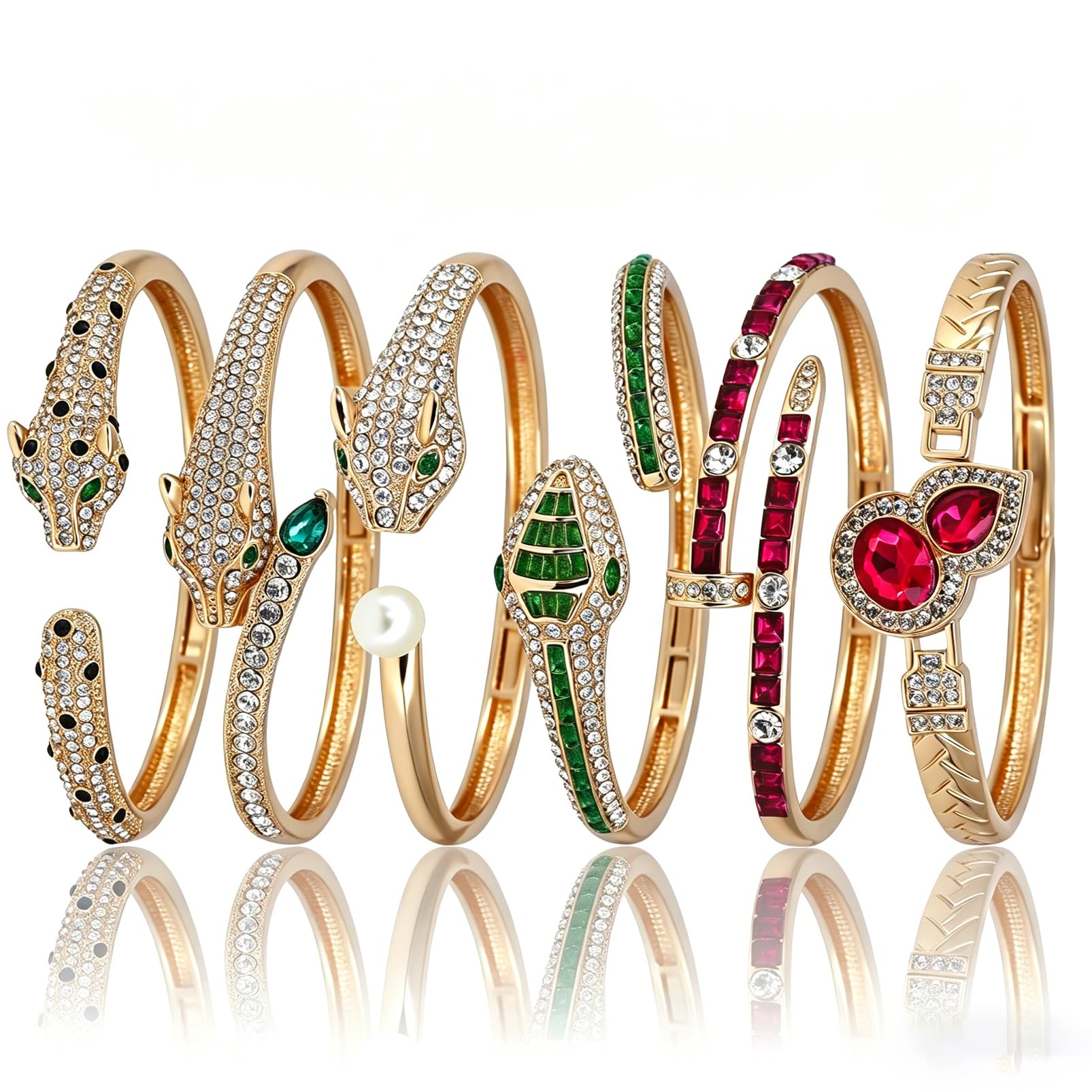 6PCS Gold Designer Classic Bangle Bracelet Set for Women
