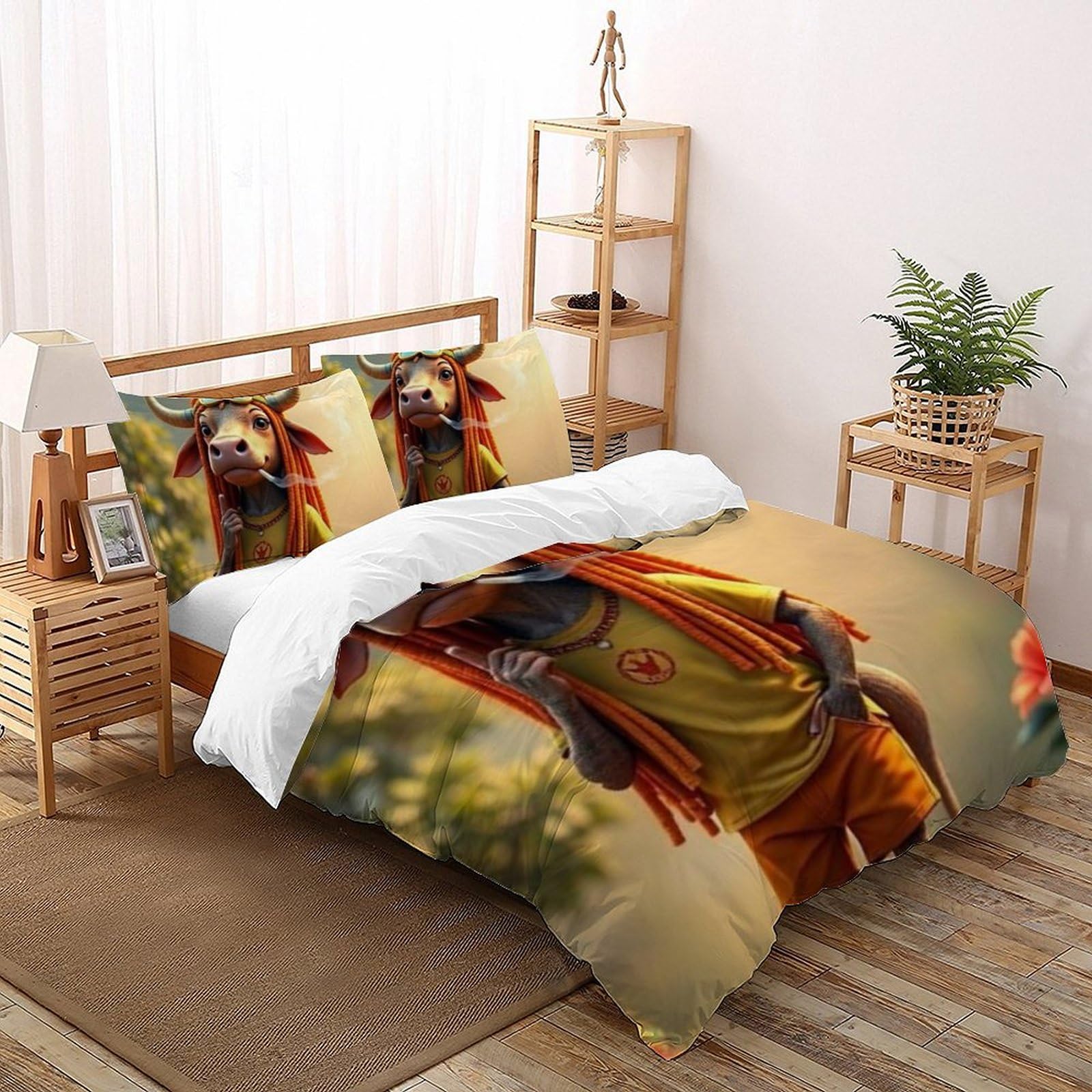 Imprimé 3D animaux land housse de couette super king vache en microfibre