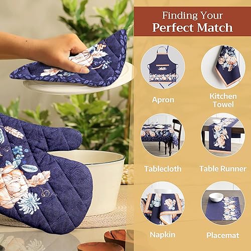 Miniatura 6 de Maison d' Hermine Juego de soportes para ollas 100% algodón, resistentes al calor, almohadillas calientes de 8 x 8 pulgadas con bucle para barbacoa,