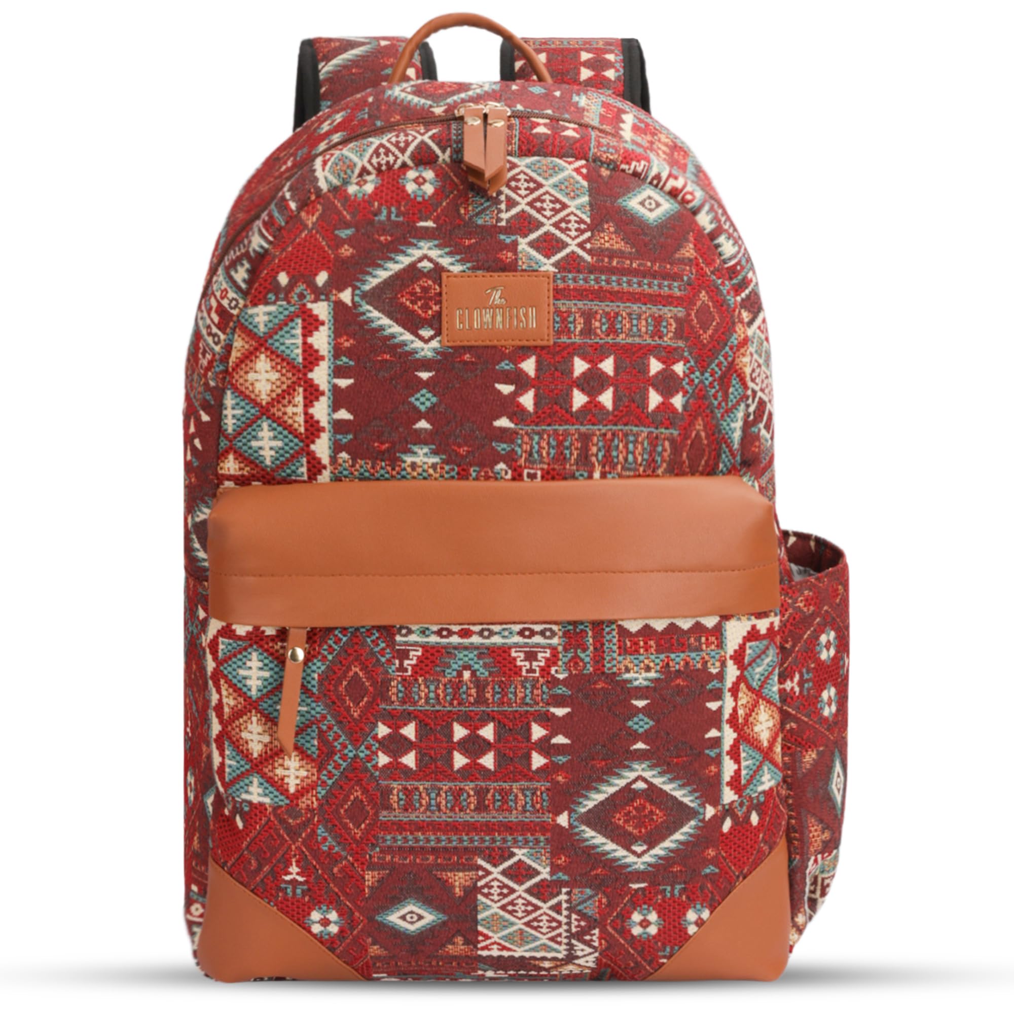 THE CLOWNFISH Wanderlust Collection Tapestry Fabric & Vegan Leather 15.6 inch Womens Laptop Backpack with Trolley Strap Travel Backpack for Women Office College Going Girls (Green Multicolor) (B0D841CJH5) Amazon Price History, Amazon Price Tracker