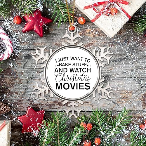 Vista 35 de Adorno de Navidad de metal para hornear, Navidad, copo de nieve, árbol de Navidad, recuerdo, citas divertidas, adorno de Navidad, adorno de Navidad