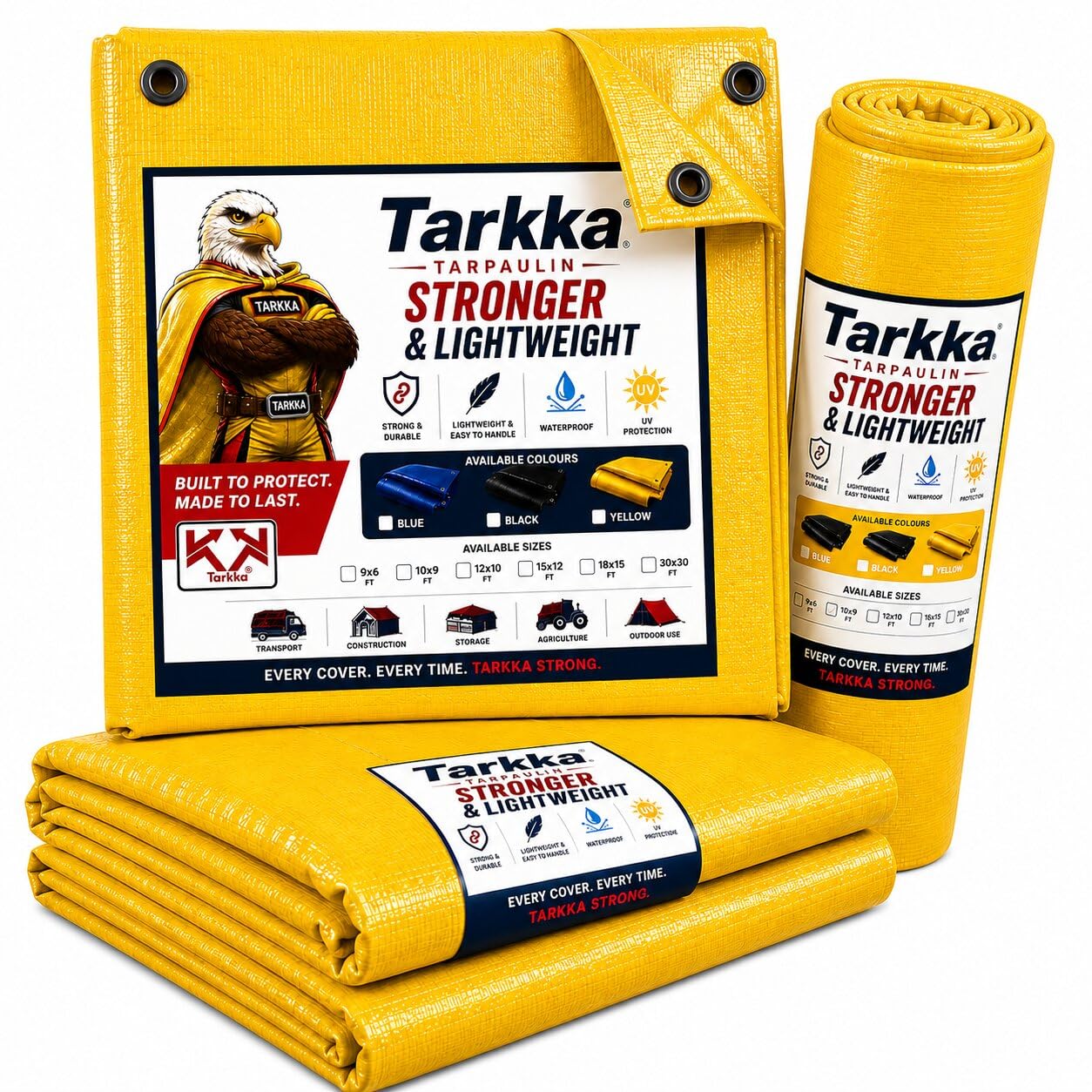 Tarkka 18x15ft Blue Tarpaulin Sheet, 120 GSM Virgin Waterproof Tirpal/Tadpatri Cover with Reinforced Eyelets & UV Protection for Home, Farm & Truck, 1 Sheet — Amazon image 9