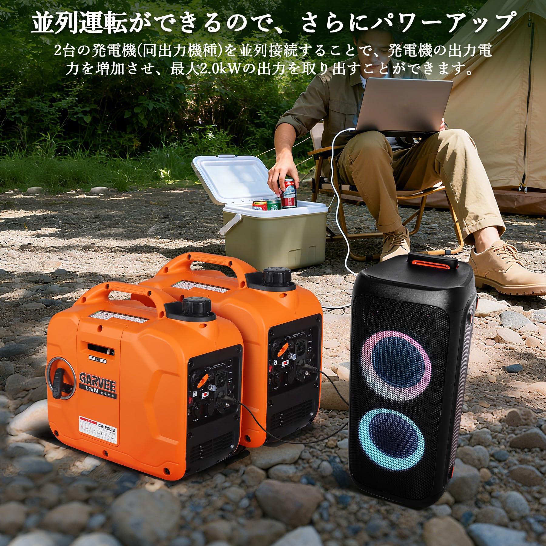 インバーター発電機 定格出力1.1kVA 最大出力1200W 静音 正弦波 軽量 高出力 ガソリン発電機 過負荷保護 並列運転 | 50Hz/60Hz… — 商品詳細画像 5