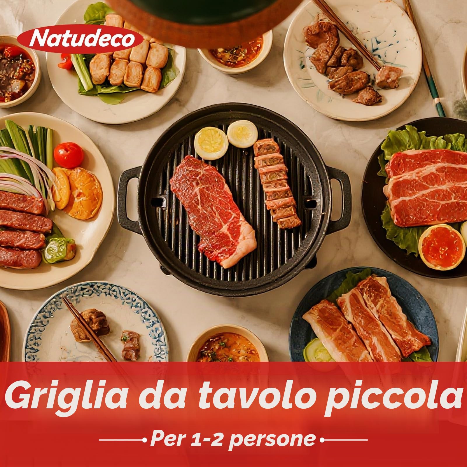 Griglia da tavolo portatile senza fumo BBQ Grill Attrezzi per Barbecue Leggeri Antiaderenti per una persona Indoor Barbecue Outdoor Picnic