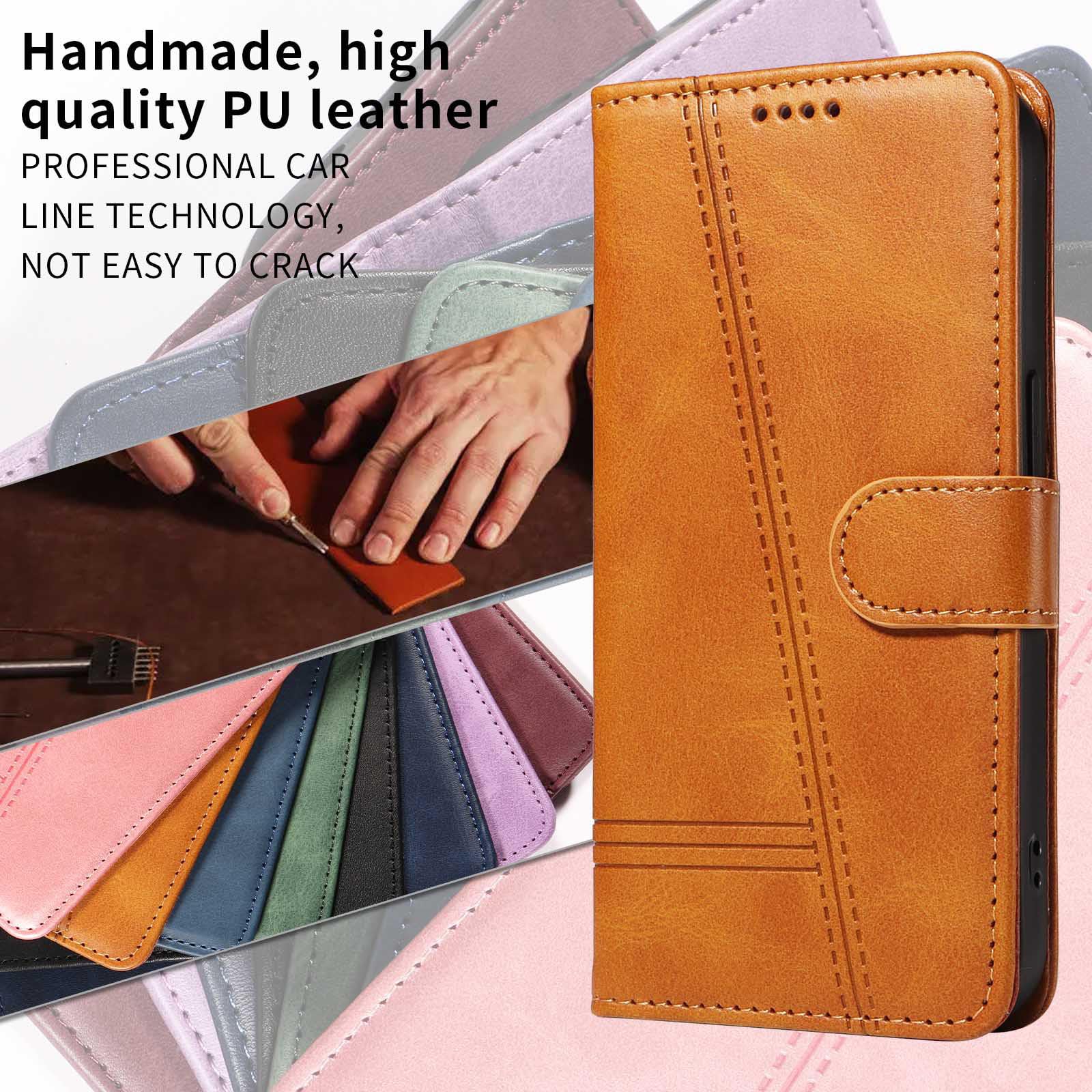 Etui z klapką do Samsung Galaxy S25 Ultra/S25 Plus/S25, skórzane etui portfelowe na telefon z stojakiem na karty, etui foliowe, odporne na wstrząsy, z tworzywa TPU wewnątrz, żółte, S25