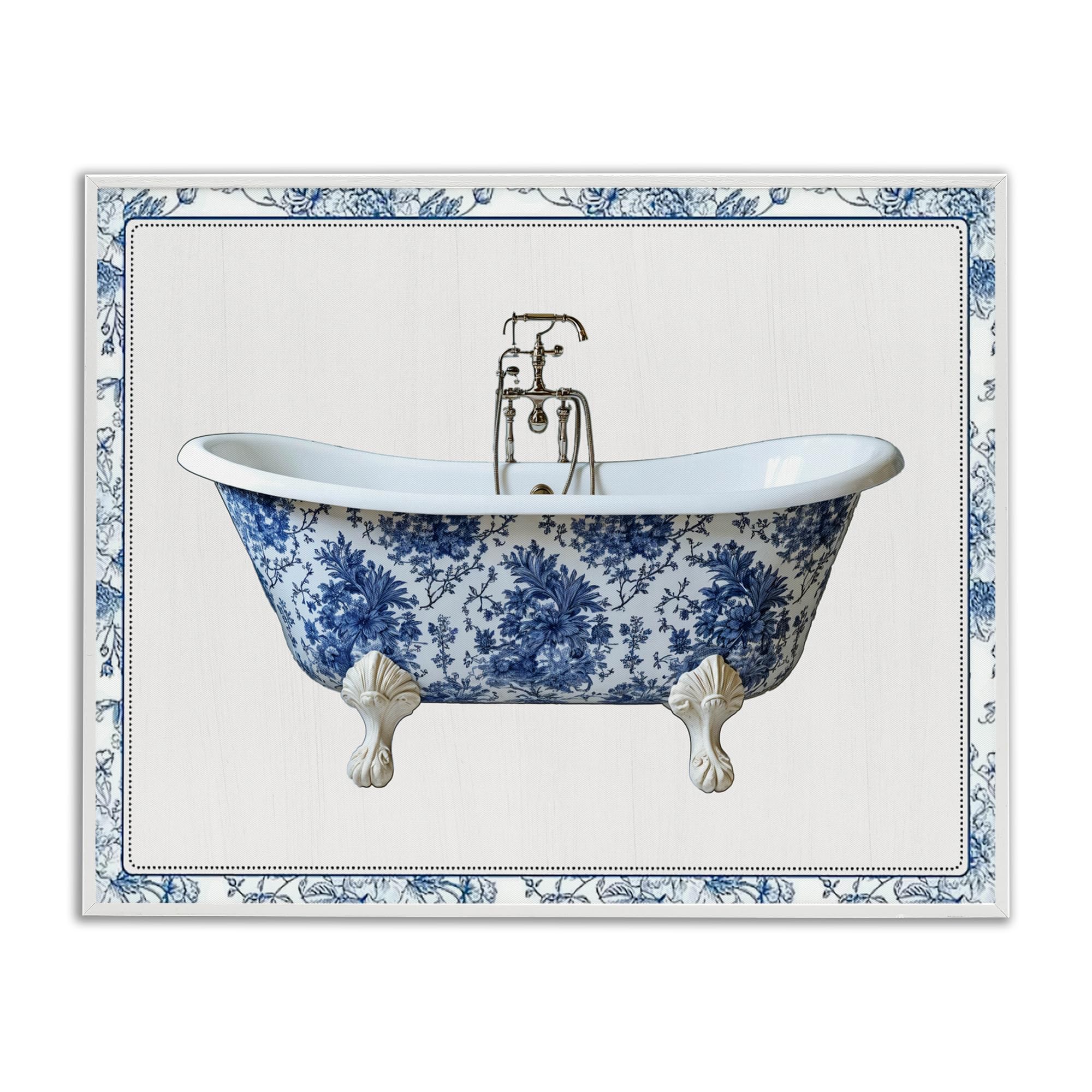 'Vintage Chinoiserie Bathtub'| Framed Giclee Art