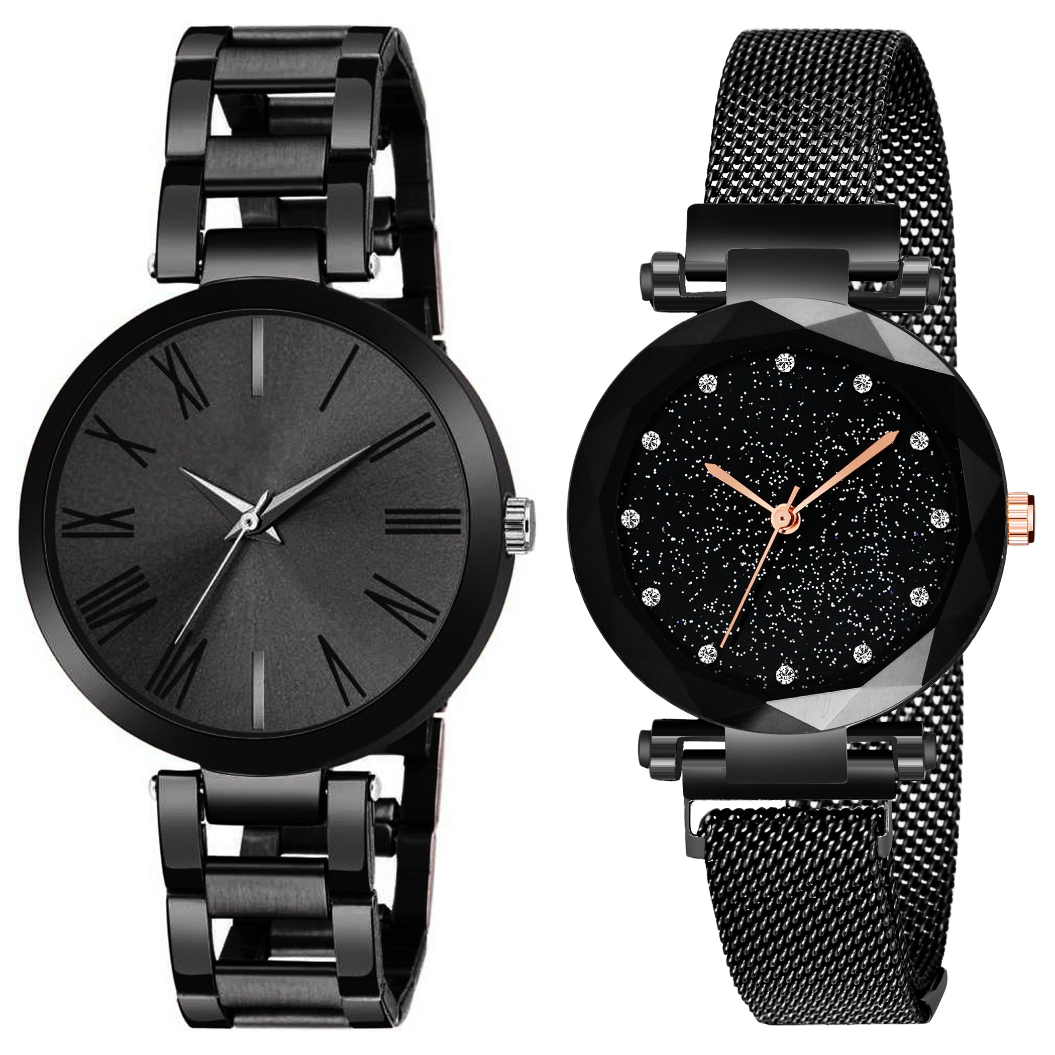 FROZIL Analog Black Dial Stainless Steel Magnetic Belt Watch Combo for Womens and Girls Pack of 2 (B0CK5RGTF2) Amazon Price History, Amazon Price Tracker