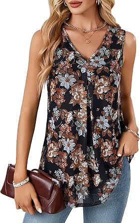LYANER Women's V Neck Asymmetrical Hem Bell Long Sleeve Swing Chiffon