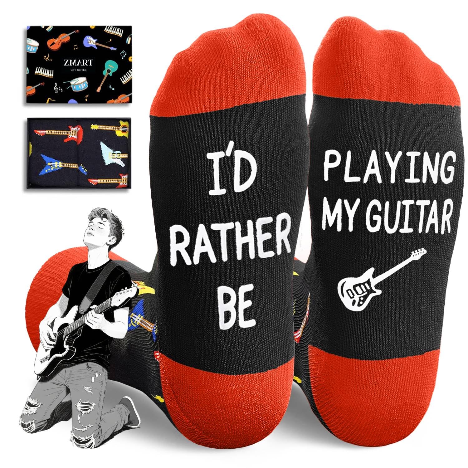 Zmart Funny Gifts for Teens - Mahjong Rock Guitar Theater Game Dive Hiking Camping Socks