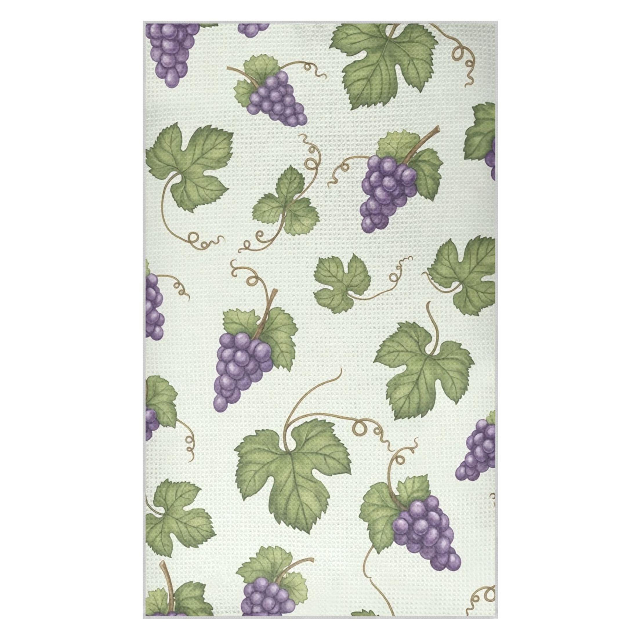 Kutsu Grapes Waffle Weave Kitchen Towels Absorbent Quick Drying Dish Towels for Kitchen, Decorative Tea Towel, 18x30 in