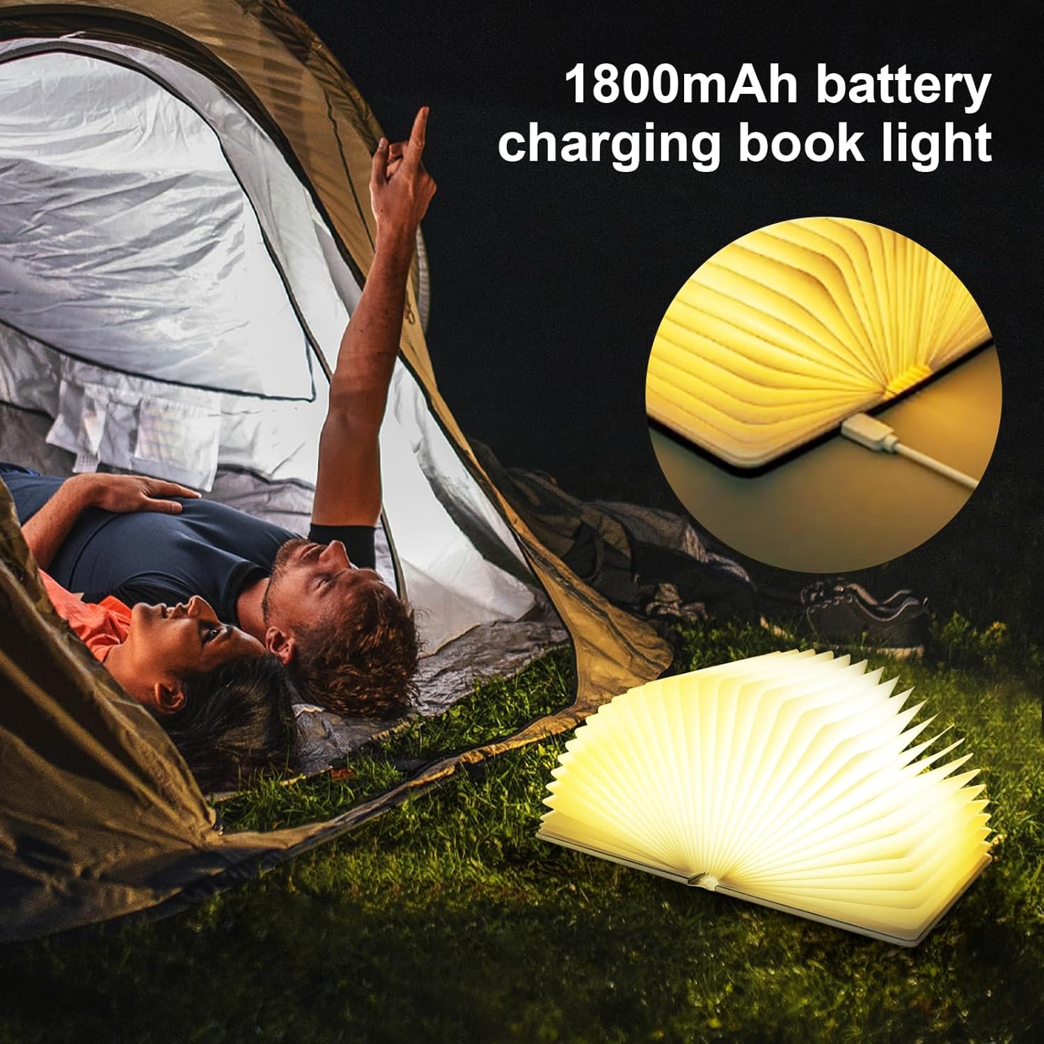Rechargeable Book Light - 3 Colors Mood Lighting, 3D Leather Cover, USB Portable Desk Lamp, Night Reading Light, Elegant Book Decor & Gift for Book Lovers