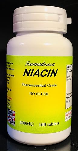 Niacina No Flush 500 mg, Colesterol, Hecho en Estados Unidos - 100 Tabletas