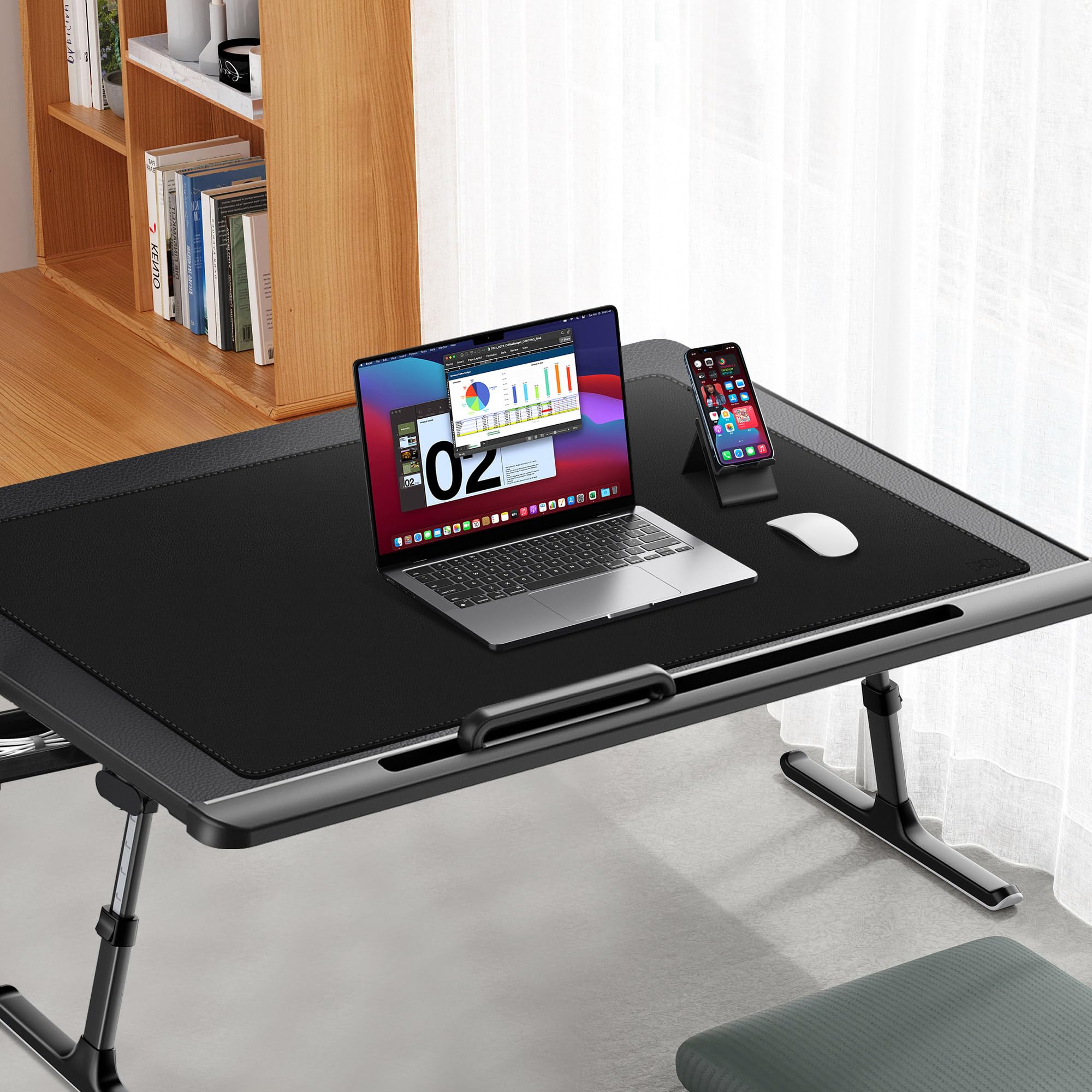 Cacoy XXL Große Schreibtischunterlage Leder, 900x500mm PU-Leder Mauspad Groß, Office Desktopschutz, Wasserdicht Tischunterlage, Präzises und langlebiges Schreibtischmatte für Büro und Zuhause, Schwarz