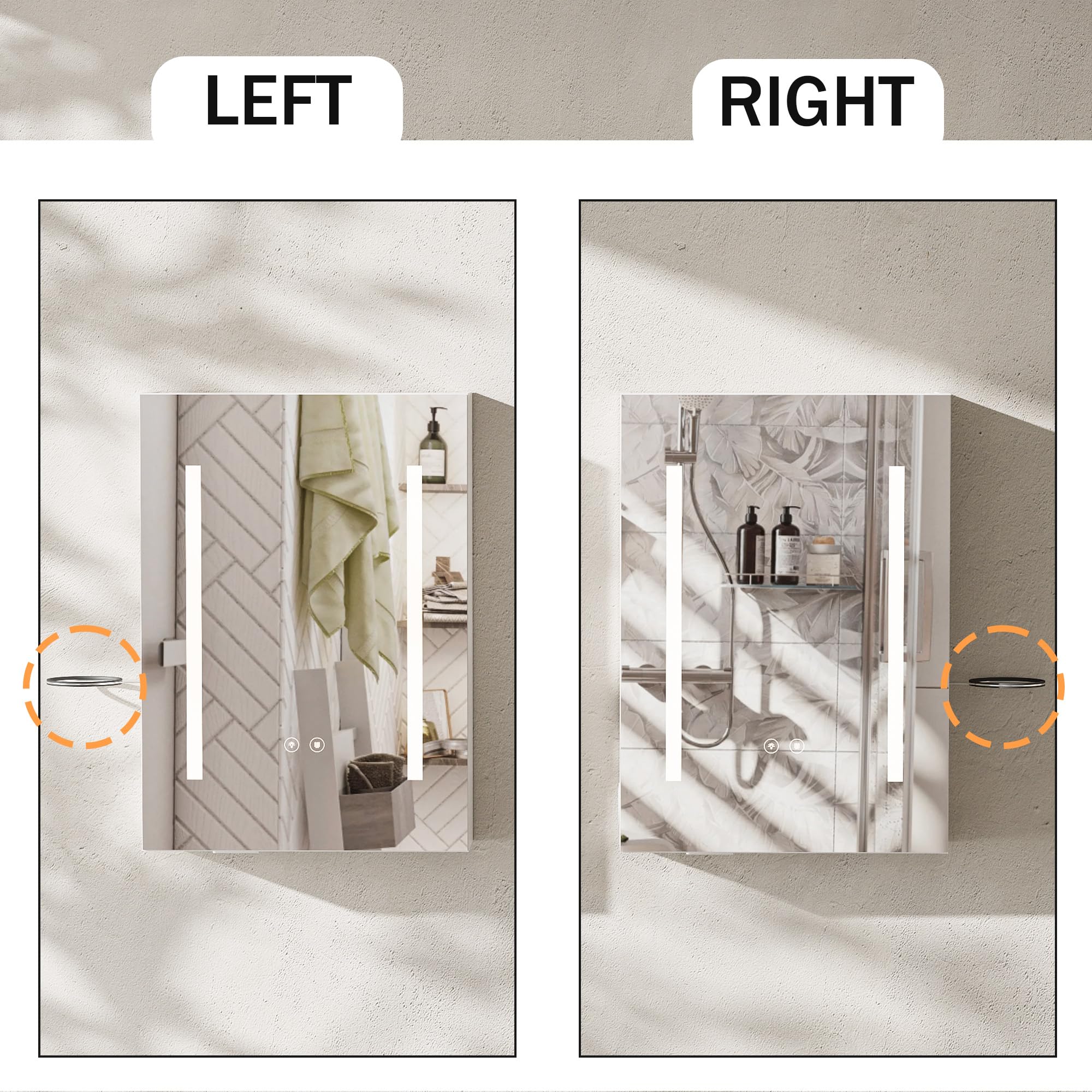 Specchio Bagno Contenitore con Luce e Antiappannamento Armadietto Bagno a Parete con Presa, Supporto per asciugacapelli e 2 Mensola Regolabile, LED Specchio Contenitore Bagno 50x70x15 cm