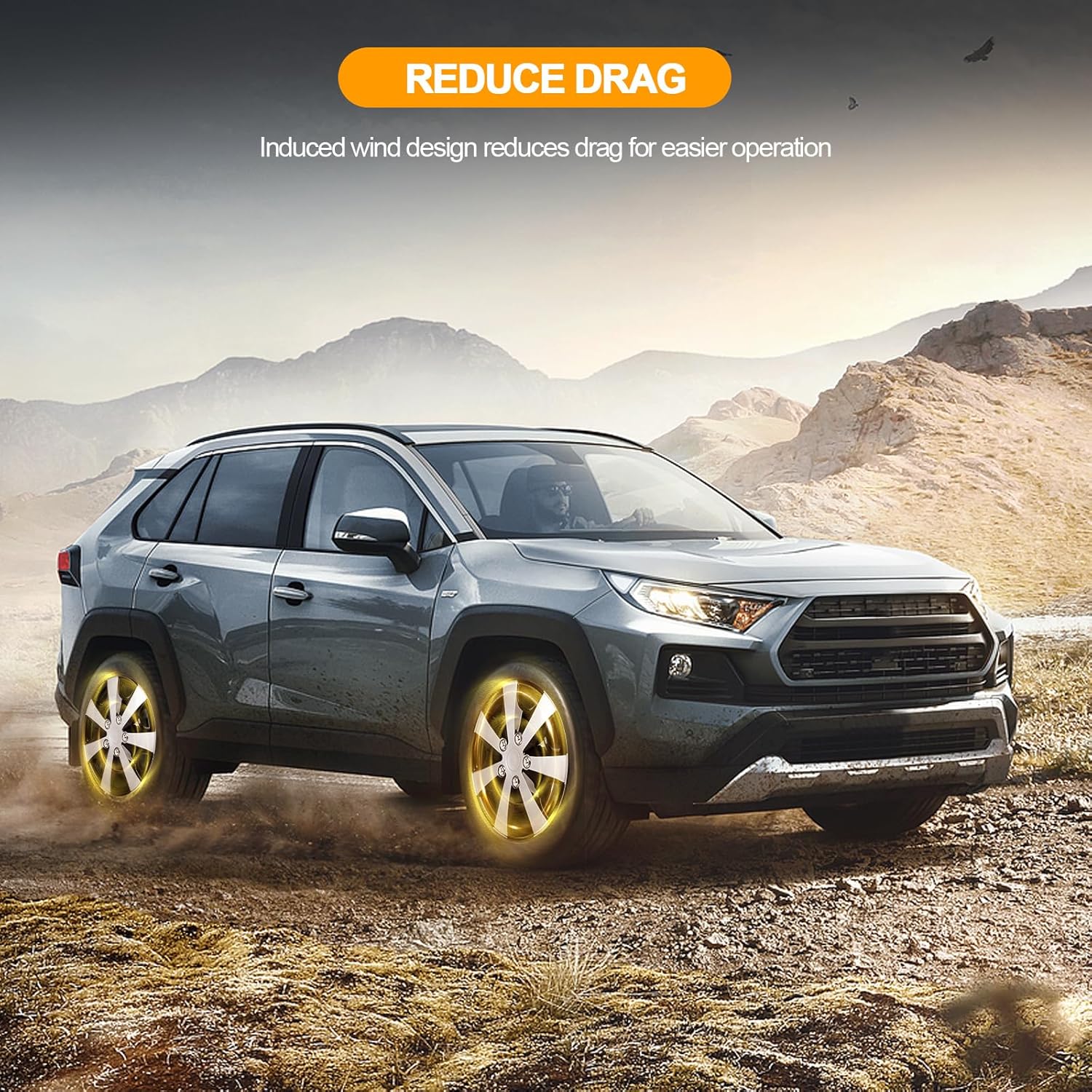 OCPTY Car Wheel Rim Skin Cover Hub Caps Hubcap Wheel Cover Black & Silver Replacements for OEM Steel Wheels, High Grade ABS with Retention Ring 4 Pack 15 inch