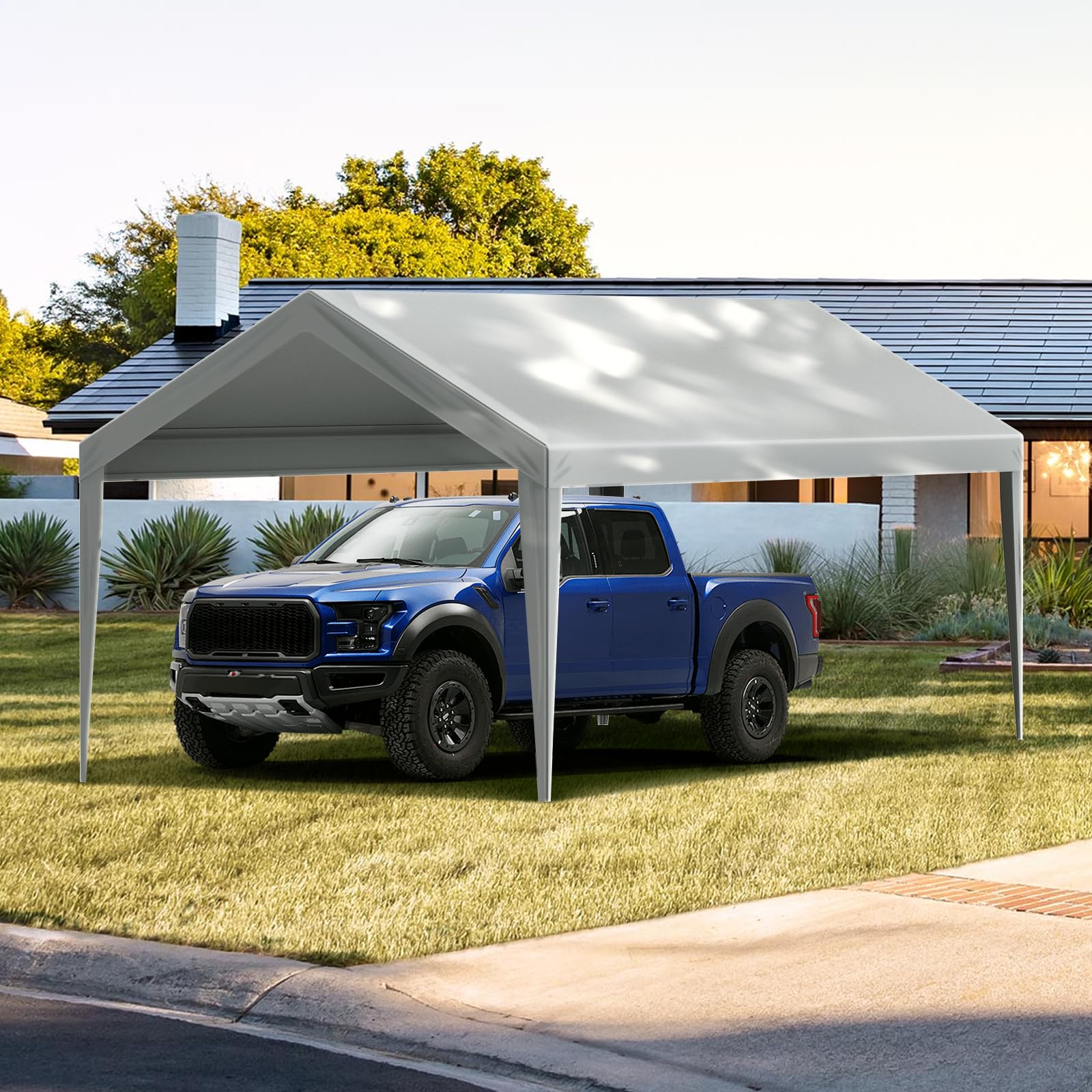 VEVOR Carport-Garagenzelt, 3 x 6 m, Garagendachzelt, wasserdicht und UV-geschützt, einfache Installation mit Spanngurten, Grau (nur Dachabdeckung, Rahmen Nicht im Lieferumfang enthalten)