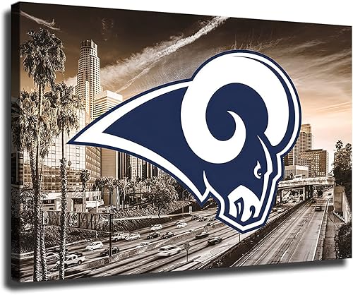 Póster de fútbol americano de Los Angeles City Rams en lienzo impreso para decoración de pared, arte de sala de estar, póster para dormitorio, sala