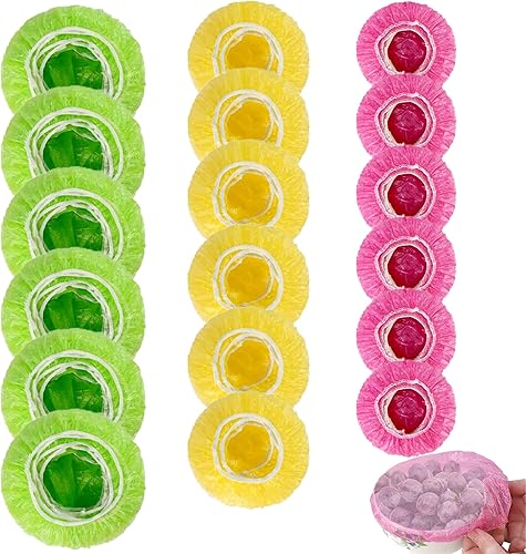 HANSGO 120 fundas reutilizables para tazones, envolturas elásticas de plástico para almacenamiento de alimentos para cocina, hornear, picnics y uso