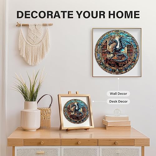 Miniatura 7 de WOODBESTS Rompecabezas de madera para adultos (200 piezas, M, 11.4 x 11.4 pulgadas), rompecabezas de madera de la biblioteca del dragón para