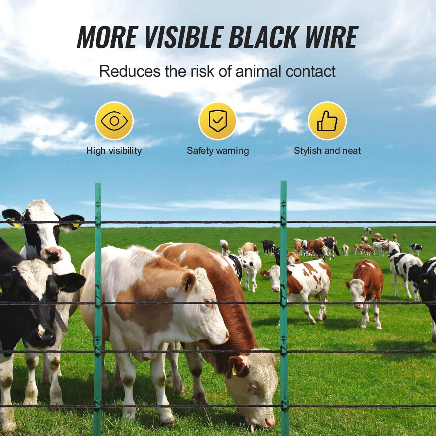 VEVOR Electric Fence Wire, 1000Ft 305M Portable Polywire, 1/4" Diameter 2 Copper Strands for Reliable Conductivity and Rust Resistance, Fencing Rope Line for Horse, Cattle, Livestock