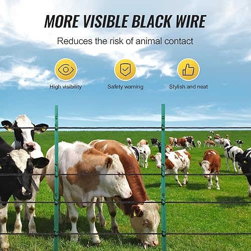 Miniatura 16 de VEVOR Alambre eléctrico para cerca, alambre de polietileno portátil de 1640 pies, 1/8 pulgadas de diámetro, 6 hebras de acero inoxidable, línea