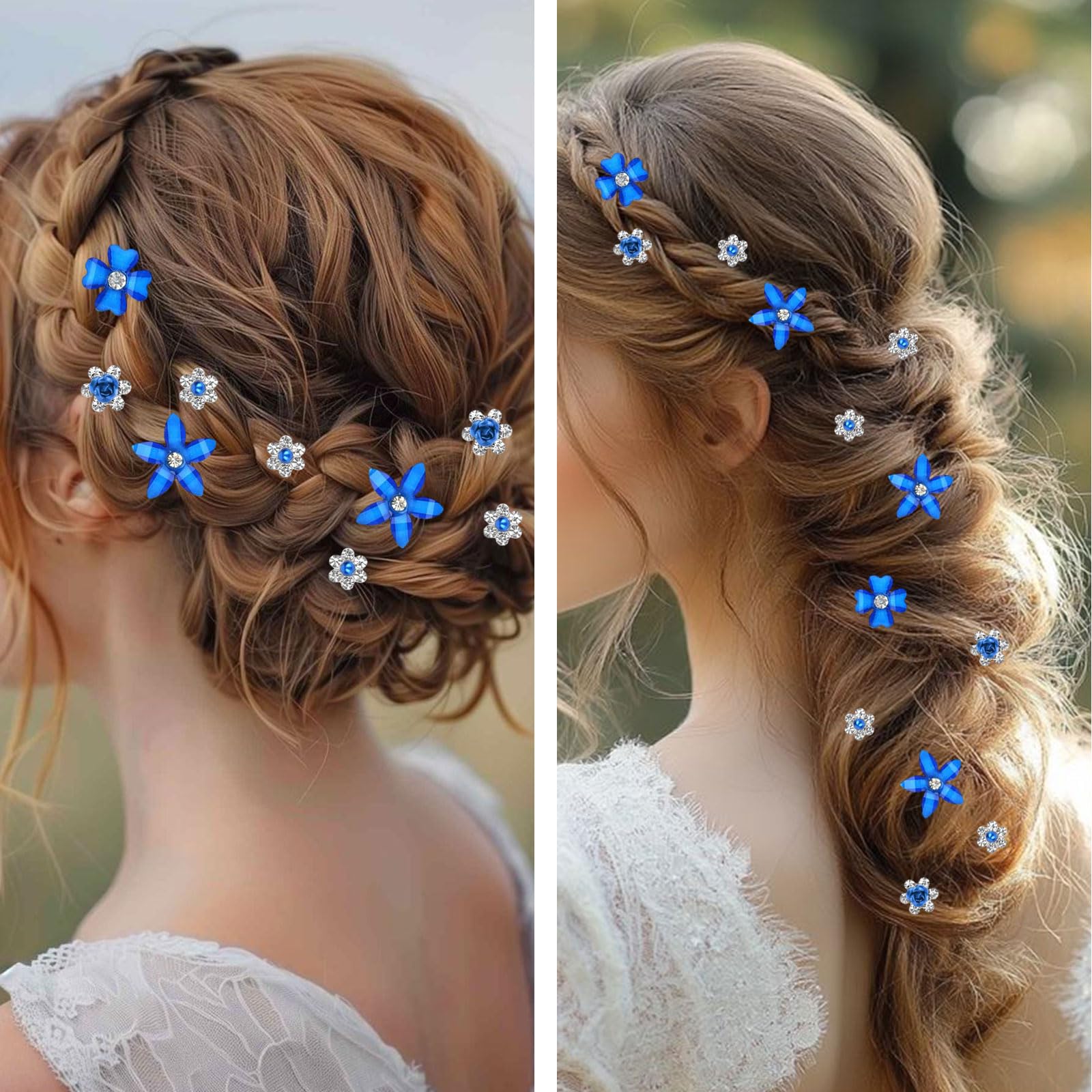 Mezrkuwr 20 fermagli per capelli a forma di fiore con piccoli fiori, in metallo, per donne, ragazze, matrimoni, decorazioni per capelli (4 motivi floreali)