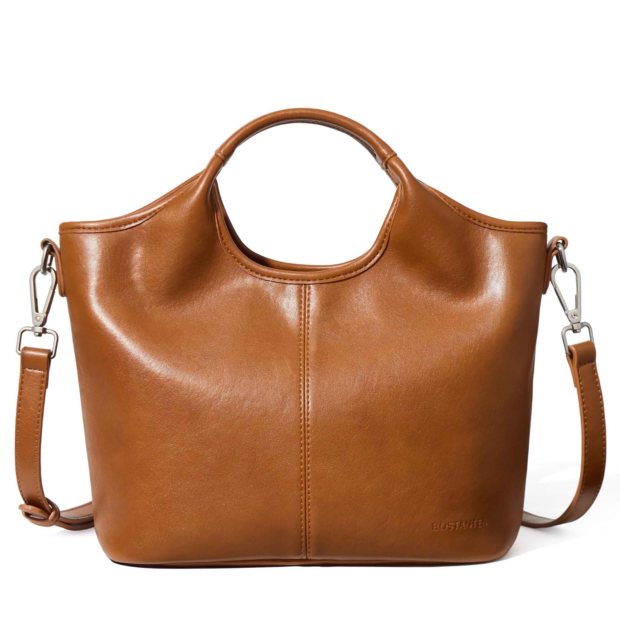 BOSTANTEN Vegan Leather Purses for Women Soft Crossbody Zip Satchel Handbag Compact Everyday Size, Multi Pockets, Adjustable Detachable Strap, Comfortable Top Handle, Quiet Luxury, Elegant, Travel