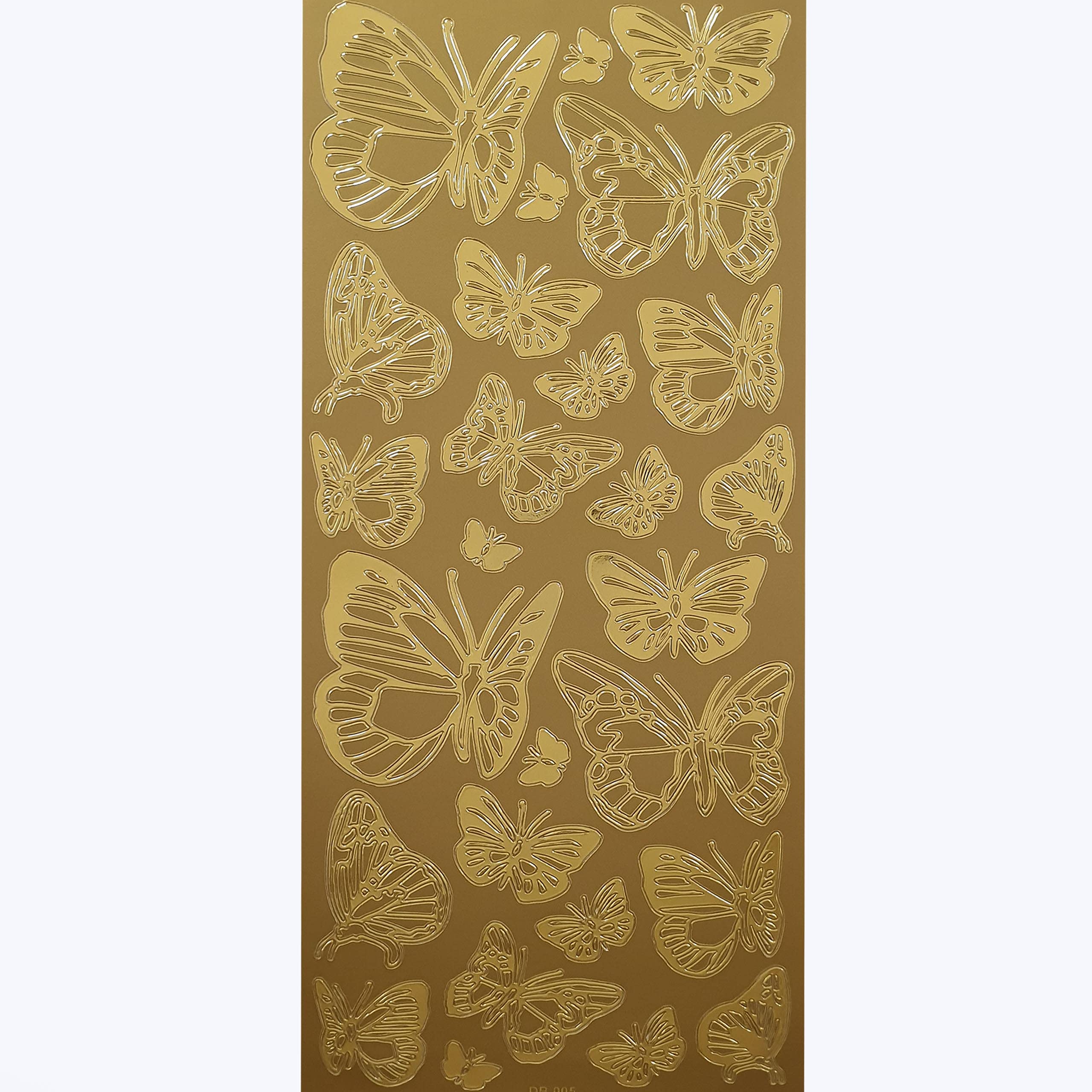 Pebble Eleven Assorted,Gold Premium Butterfly Outline Sticker Sheet - Assorted Self Adhesive Butterflies (Gold)