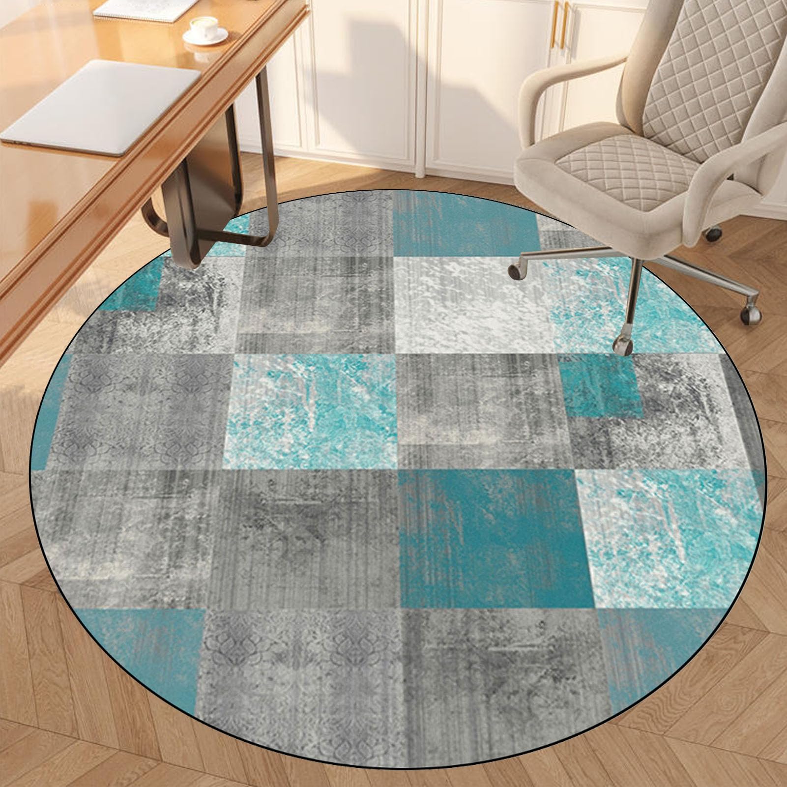 Office Chair Mat for Hardwood Floor, Round Desk Chair Mat for Rolling Chair Low-Pile Chair Carpet Hard Floor Protector Mat, Anti-Slip Gaming Computer Chair Mat Floor Mat for Office Chair 130 cm