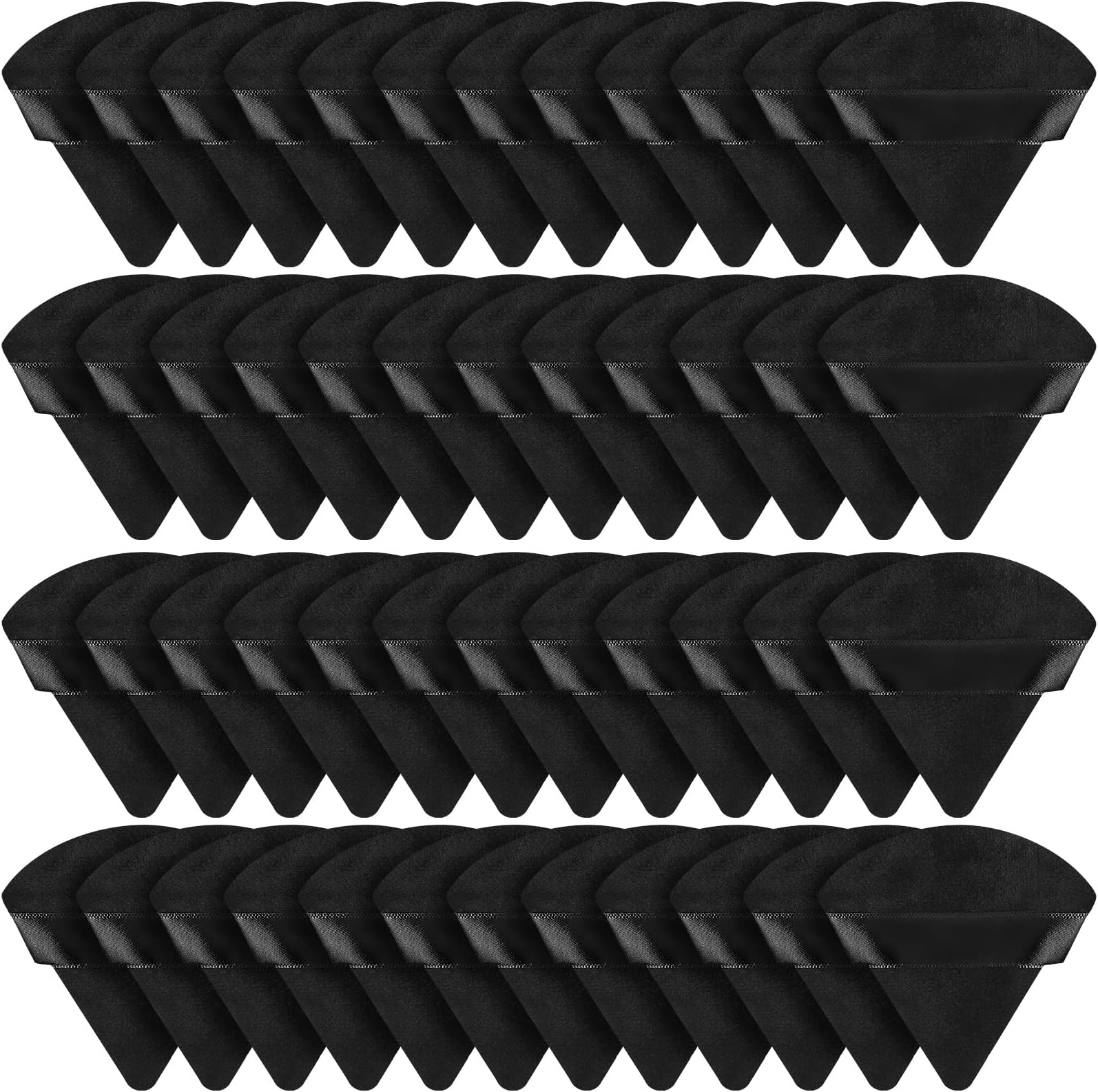 Suclain 48 Pcs Velour Triangle Powder Puff Soft Velour Makeup Puff for Face Powder Makeup Triangle Sponges for Wet and Dry Cosmetic Foundation Loose Mineral Body Tool(Black)