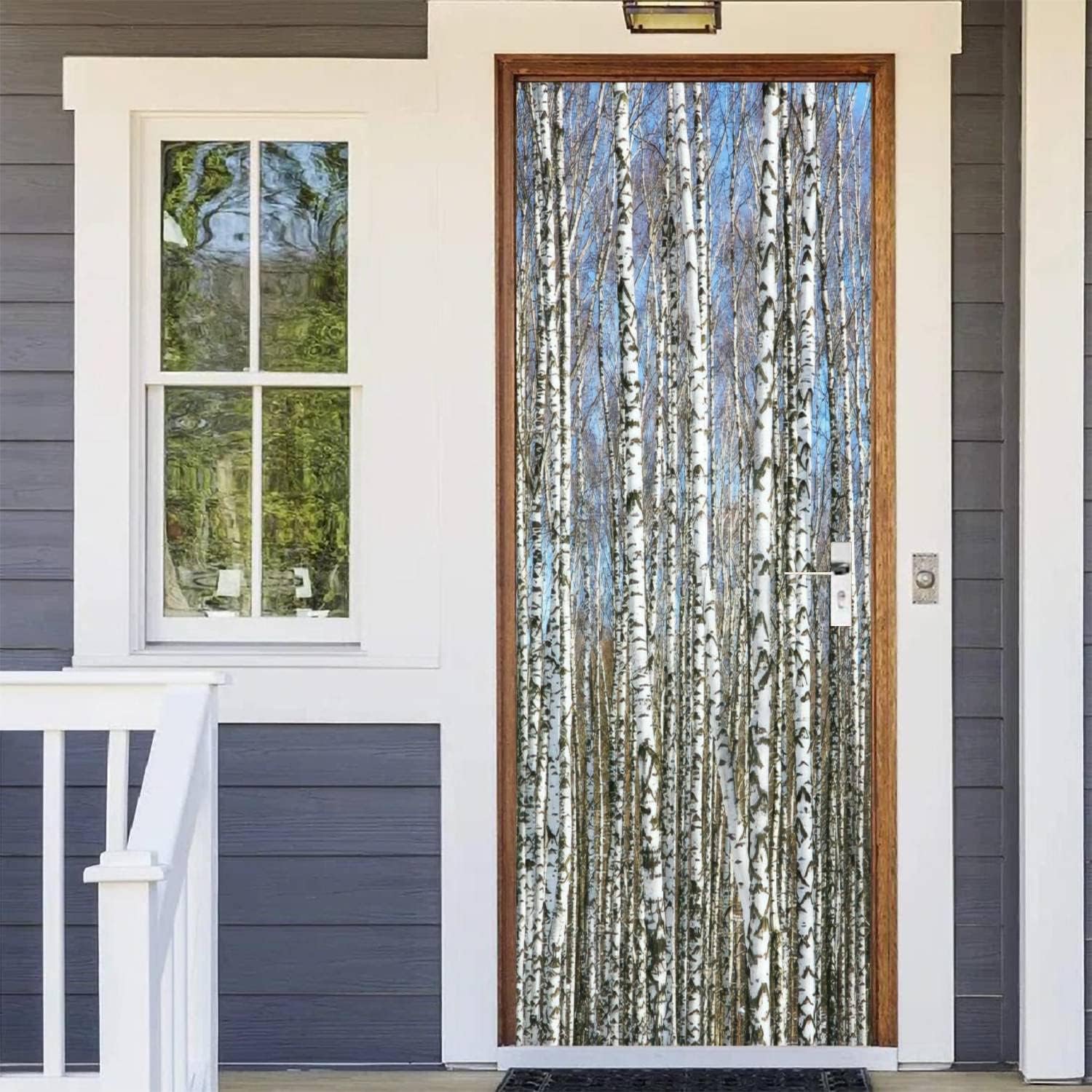 Fykjgs Modern Birch Trees Door Stickers for Interior Doors Tree 3D Door Decals Art Sticker Self Adhesive Door Murals for Bedrooms Living Room Bathroom Home Decor G847?85x215 cm?