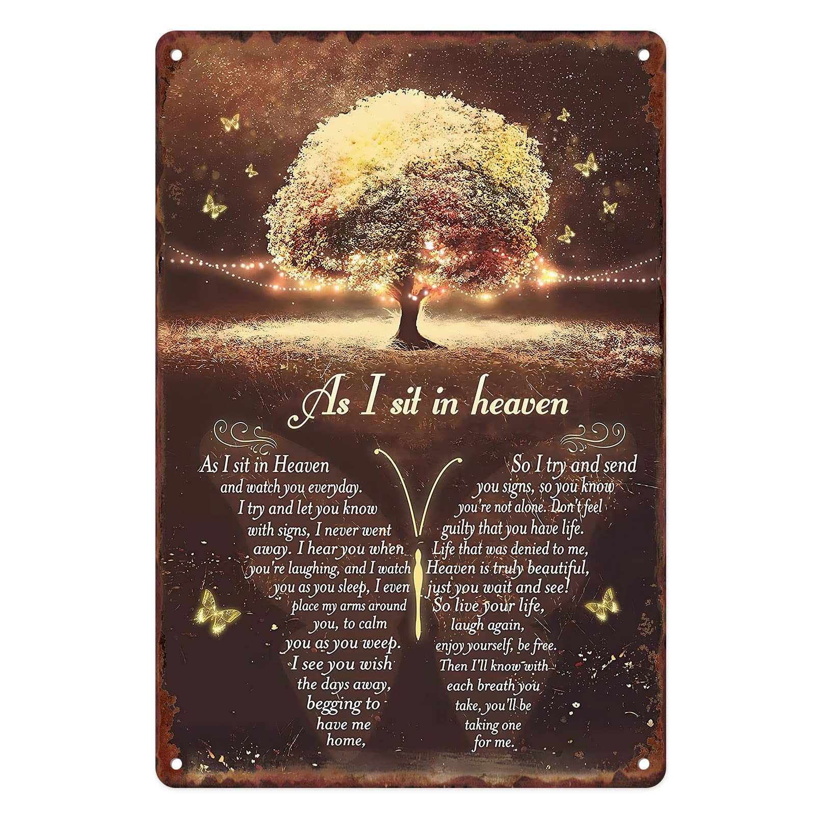 Flavas A012 Metal Tin Sign Vintage As I Sit In Heaven Butterfly Street For Home, Living Room, Garden, Bedroom, Office, Hotel, Cafe And Pub Wall Decor 12X8 Inches