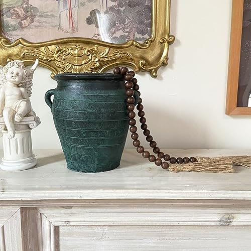 Miniatura 6 de OMISHE Guirnalda de cuentas de madera de 59 pulgadas con borlas, decoración de cuentas decorativas, guirnalda de cuentas de madera de granja para