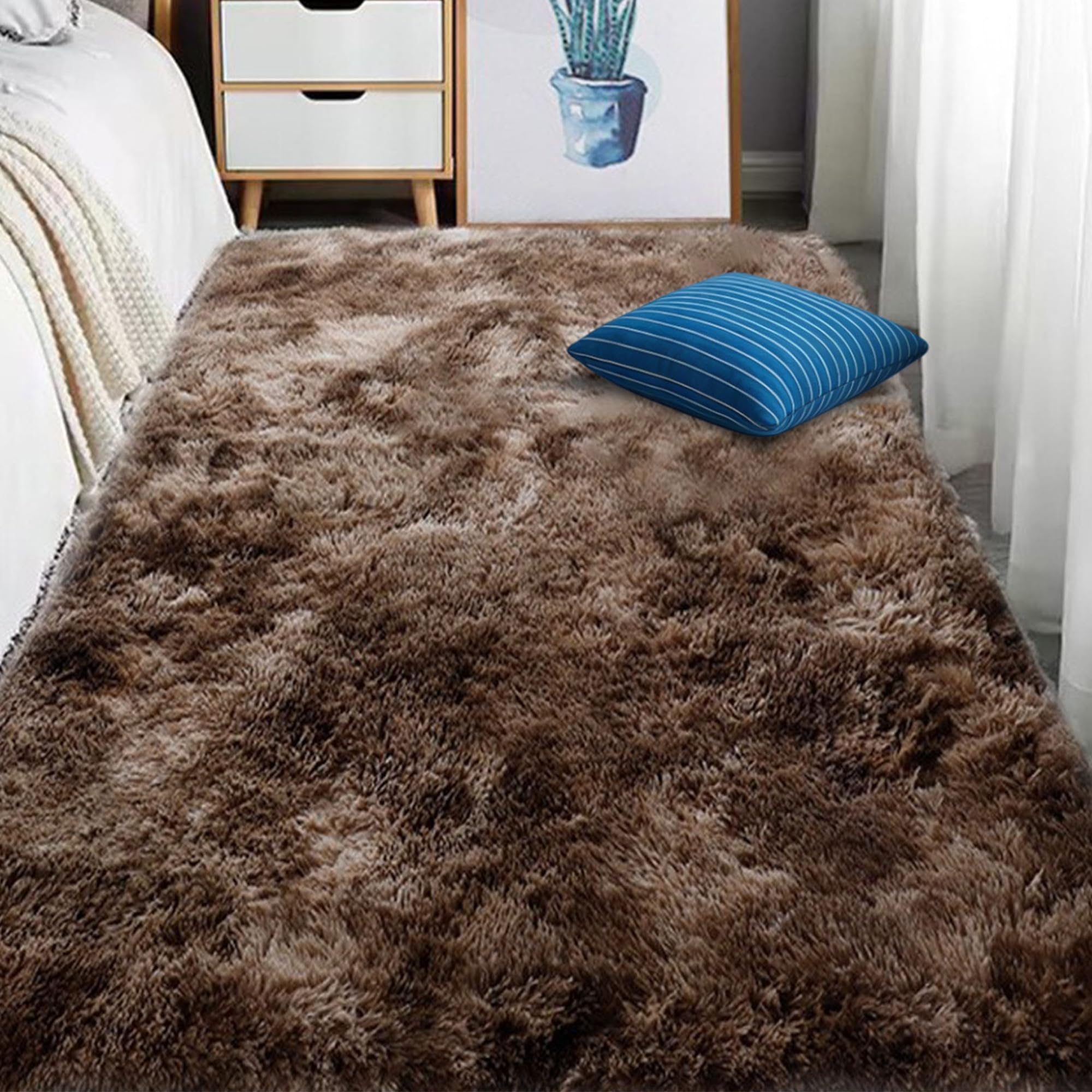 Grand tapis salon 170 x 240 cm en peluche extra large et douce