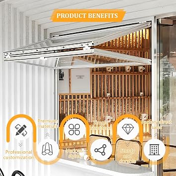 Aluminum Folding Serving Window, Vertical Sliding Pass Through Window, Tempered Glass Concession Service Windows, for Restaurant(W12xH20in/30x50cm)