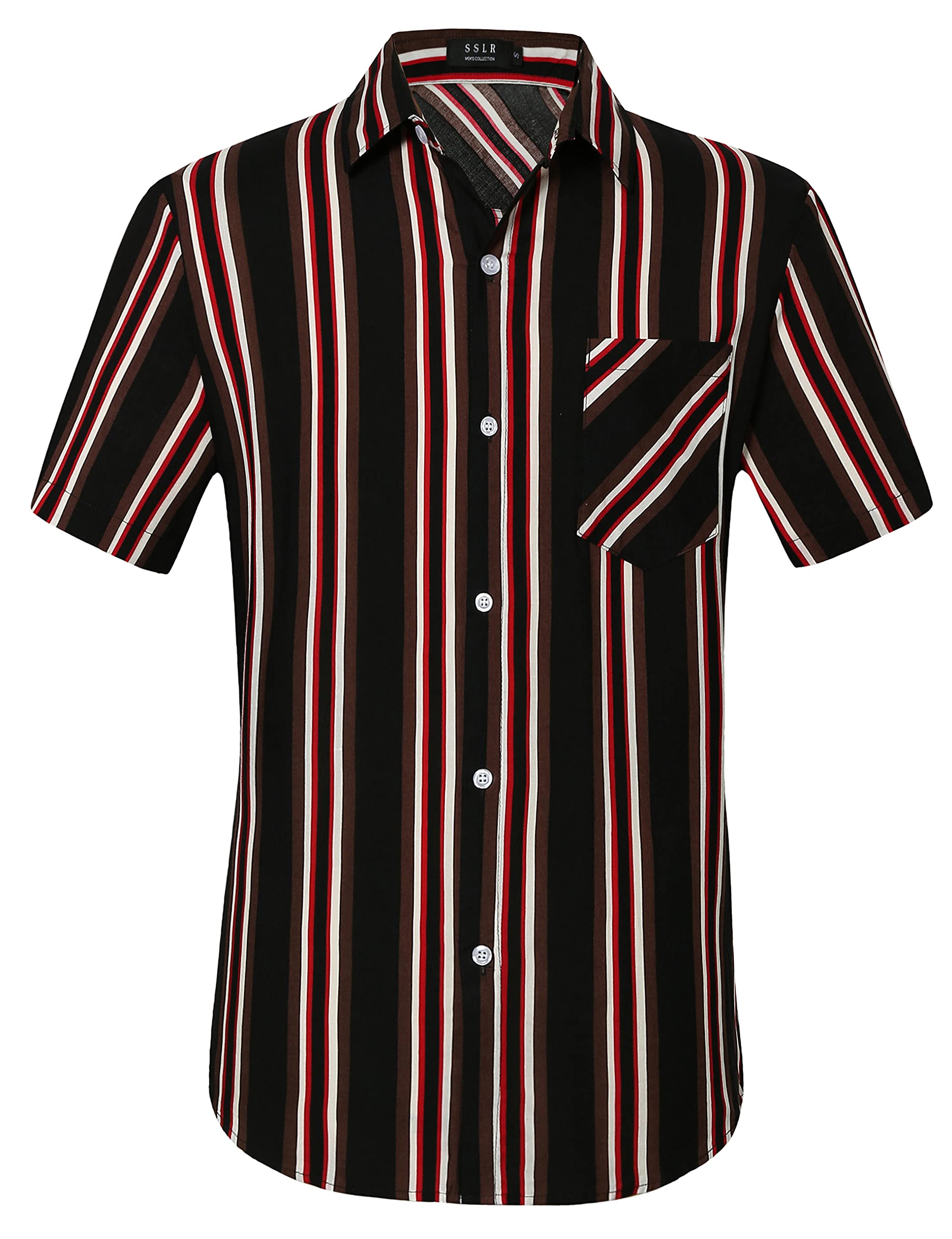 Hawaiian Shirt for Men, Striped Shirt, Beach Shirts for Men Summer Short Sleeve Button Down