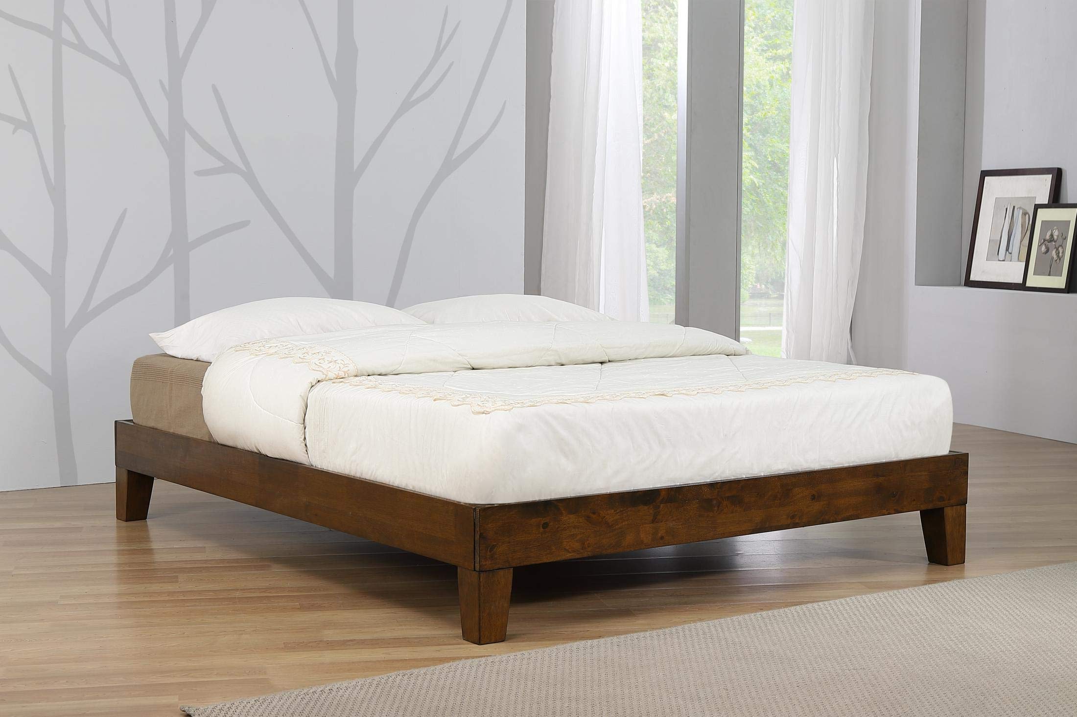 Buy Charlie Platform Bed King Size Rustic Oak, Solid Wood Platform King