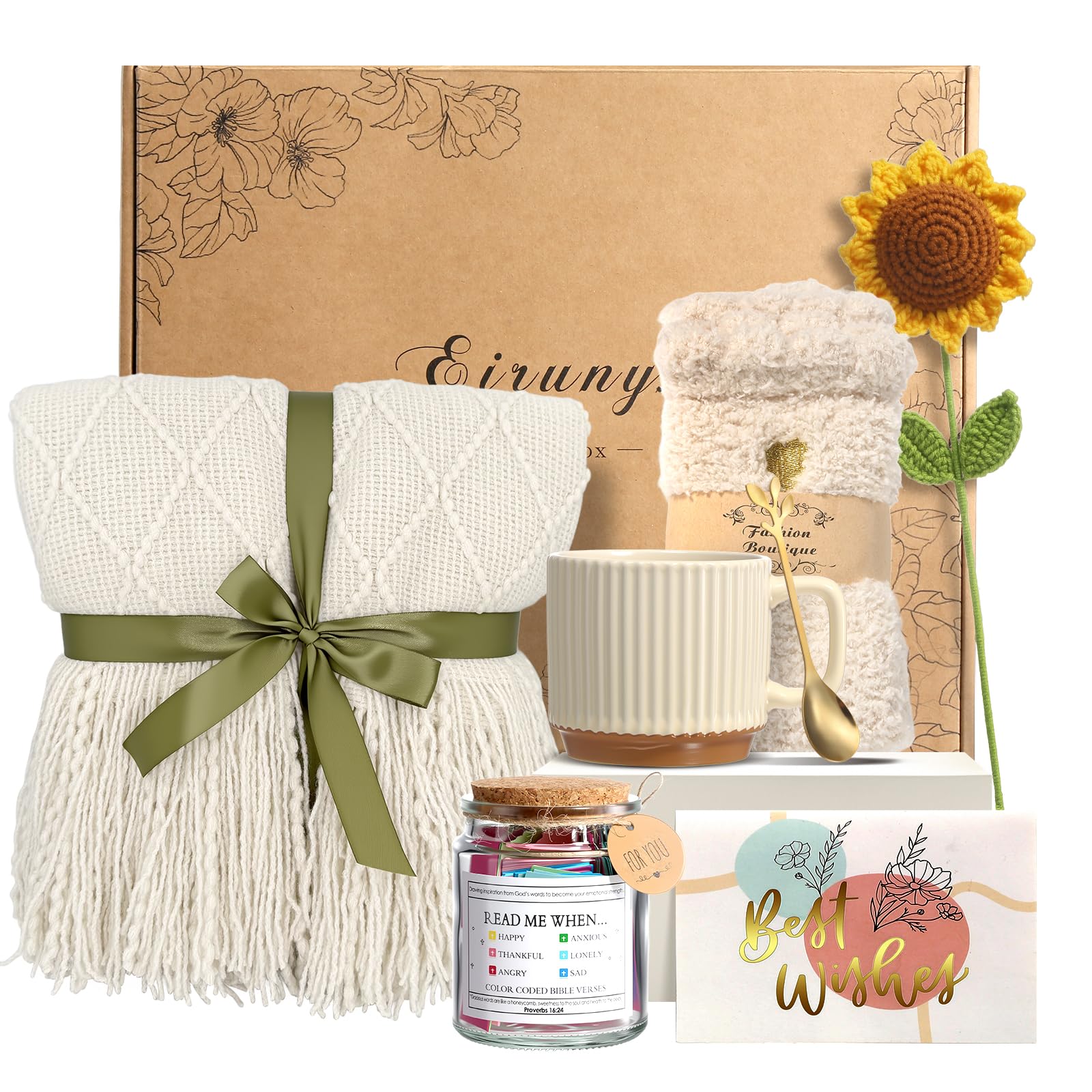 Self Care Gifts for Women Birthday Gift Basket, Sending Sunshine Sunflower Care Package Get Well Soon Gift Basket, Spiritual Inspirational/Christian for Women Mom Best Friend