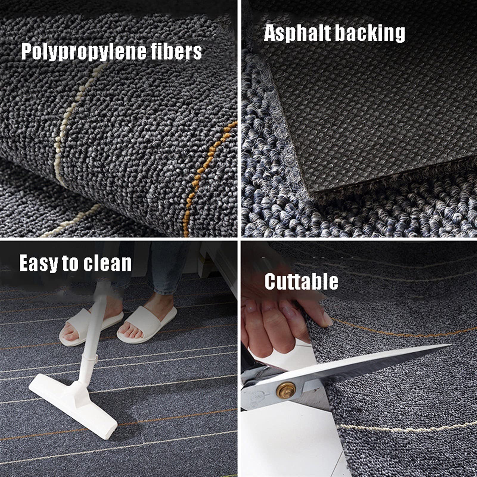 Dalle de Moquette 50 x 50cm Ultra-Résistant - Dalle Moquette Intérieur avec Patch Adhésif - pour Tous Les Domaines de la Maison, du Bureau, de la Chambre à Coucher - Antidérapantes